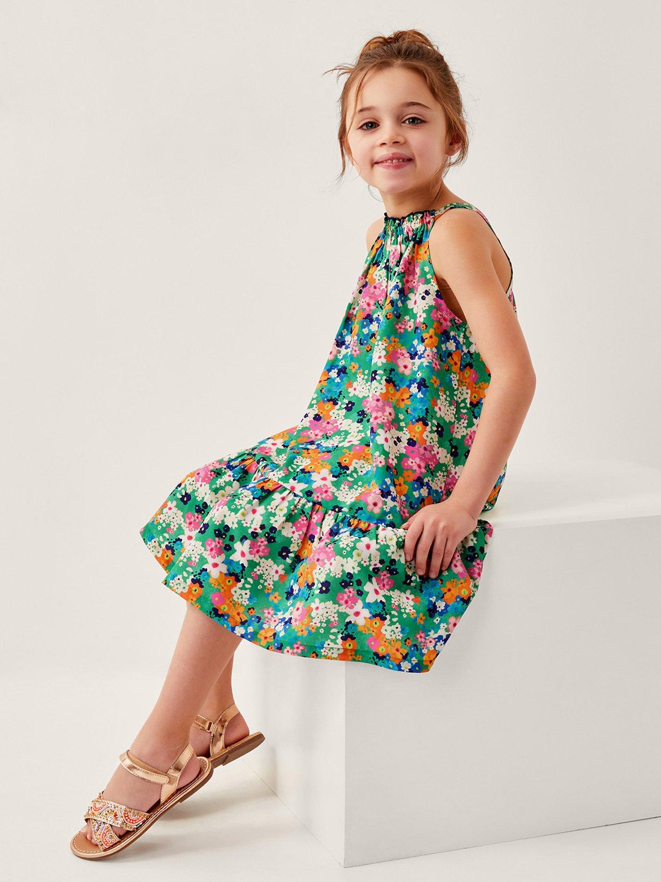 undefined Girls Ditsy Floral Swing Dress - Green