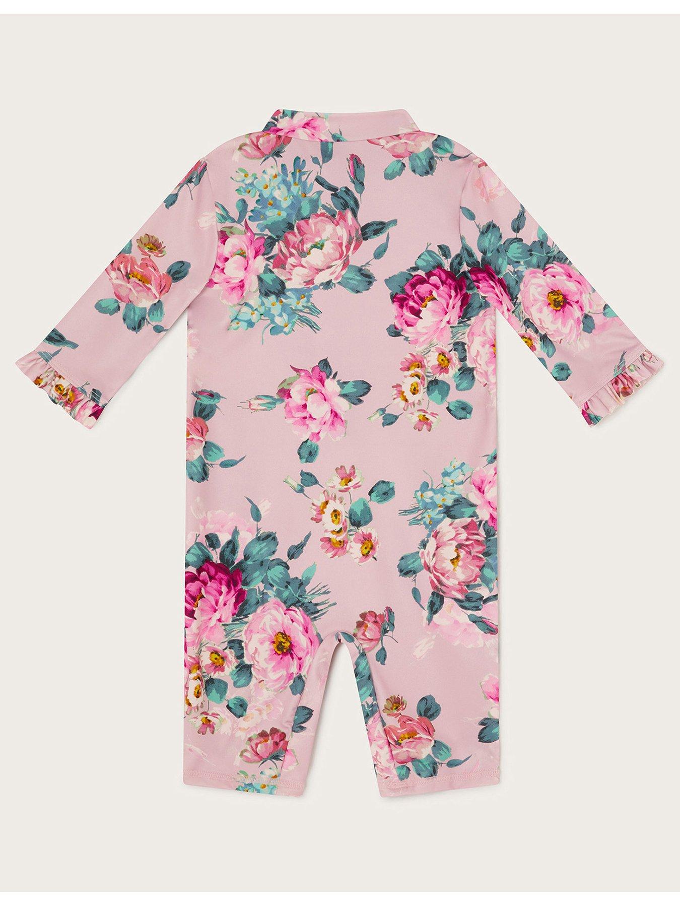  image of monsoon-baby-girls-floral-upf-50-full-length-swimsuit-pink