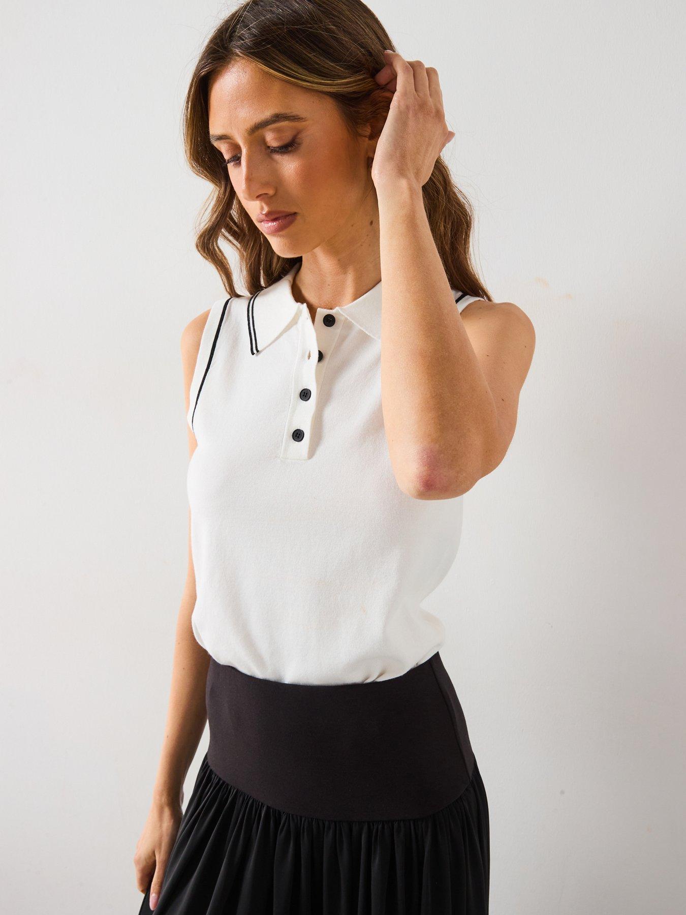  image of mango-polo-neck-knitted-top-with-contrasting-trims-cream