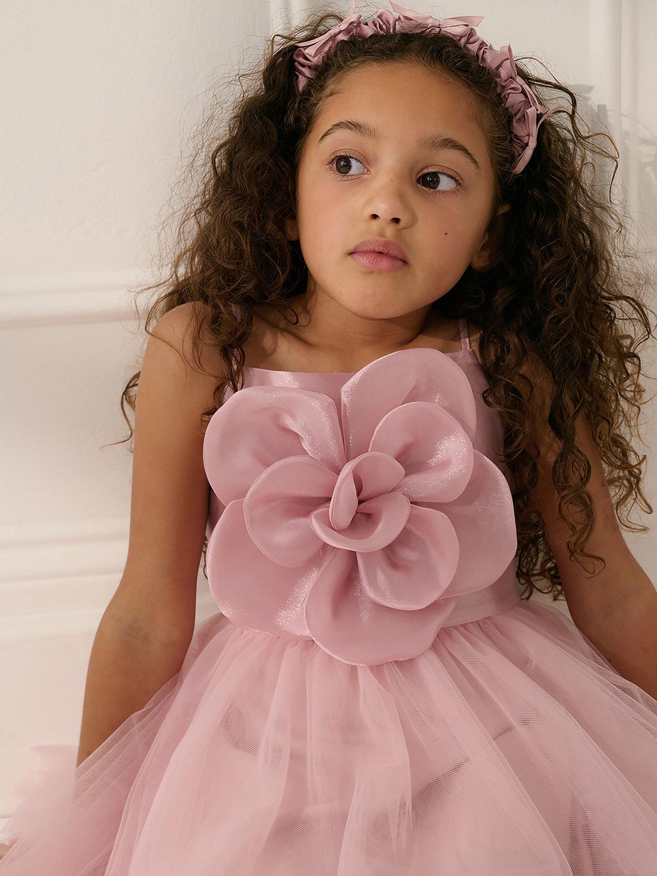 undefined Girls Annabelle Flower Bodice Tulle Dress - Pink
