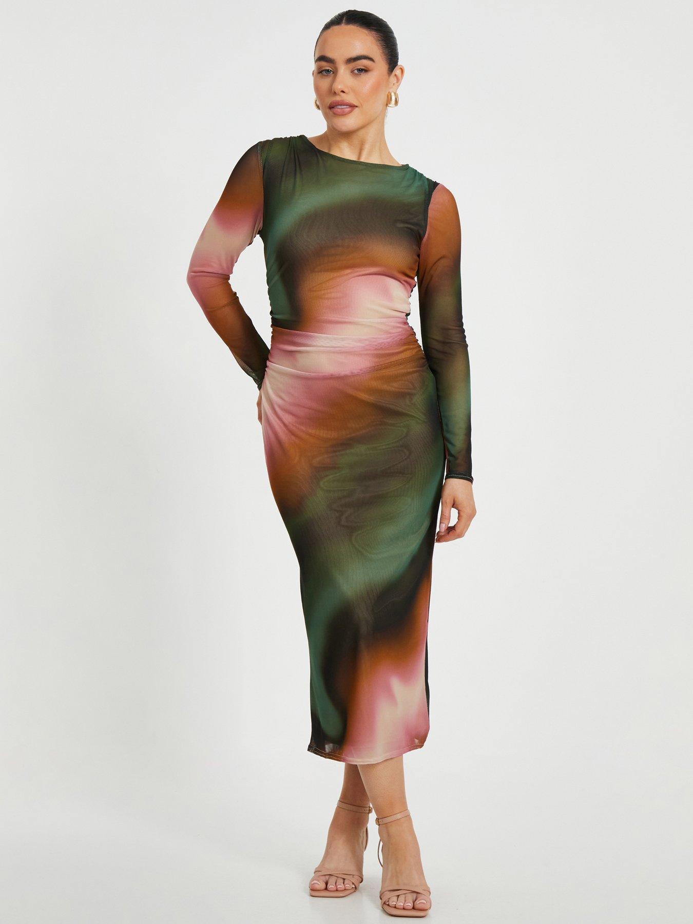 quiz-petite-mesh-marble-print-midaxi-dress