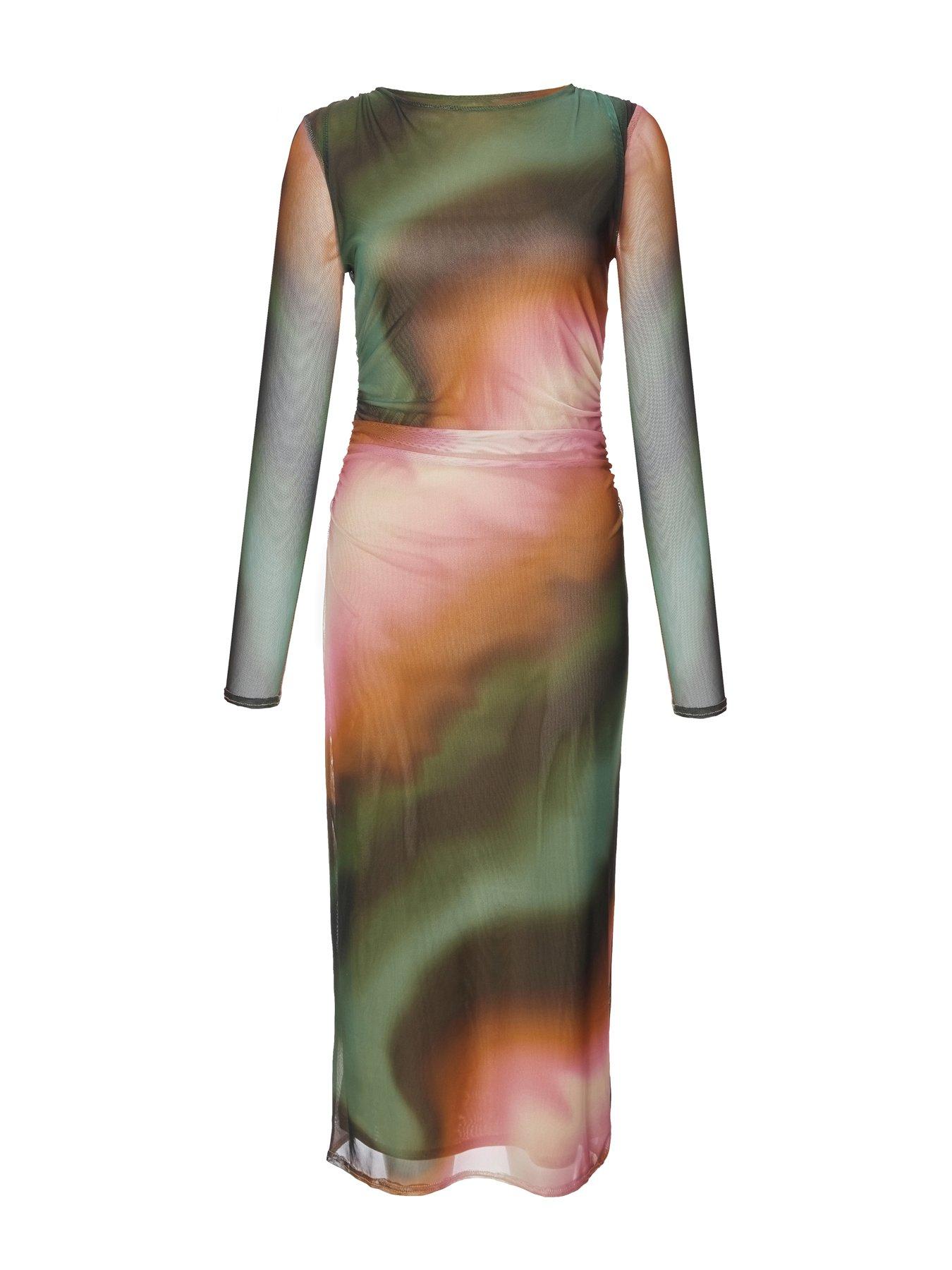 image of quiz-petite-mesh-marble-print-midaxi-dress