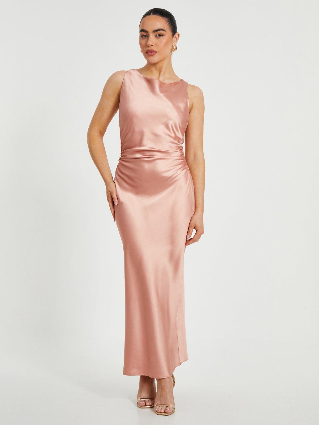 undefined Petite Blush Satin Midaxi Dress