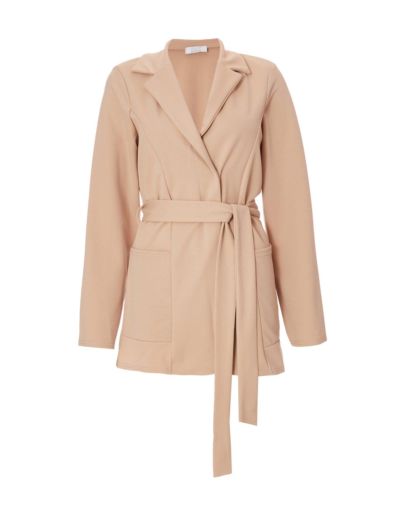  image of quiz-petite-stone-tie-waist-blazer