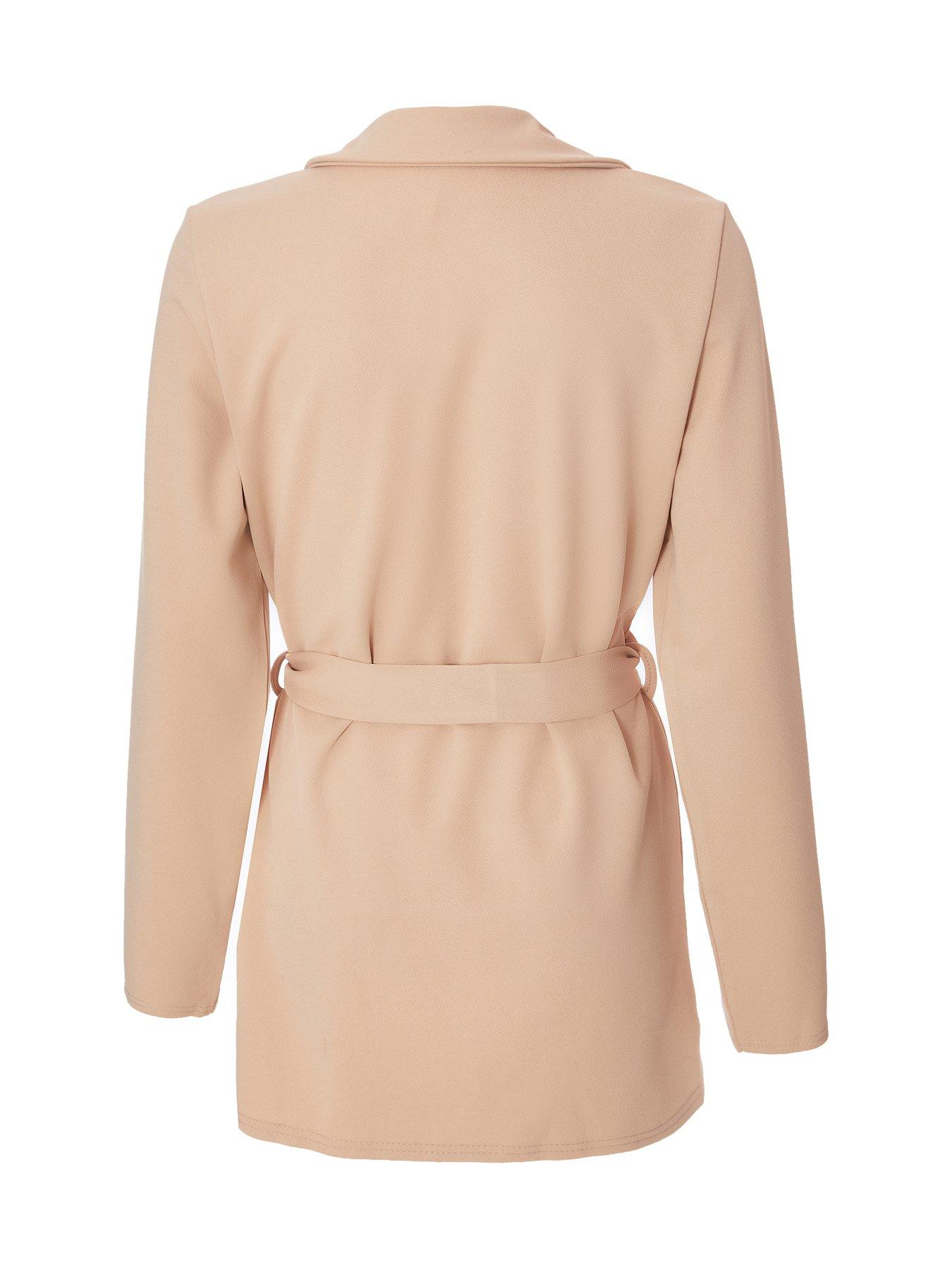 image of quiz-petite-stone-tie-waist-blazer