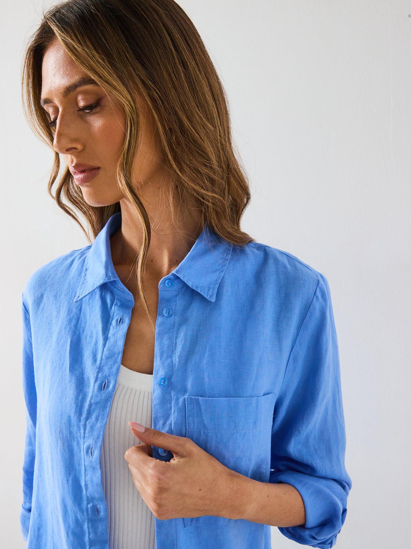 Image 4 of 6 of Mango Shirt Lino - Blue