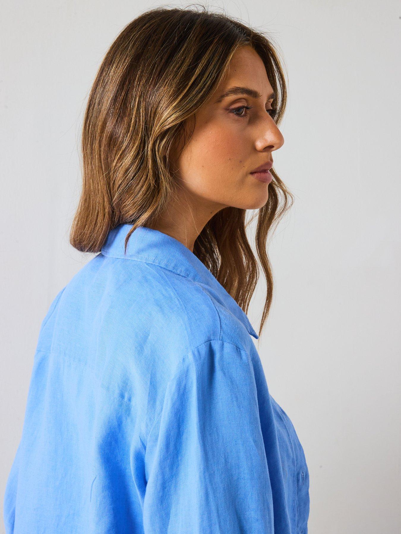 Image 5 of 6 of Mango Shirt Lino - Blue