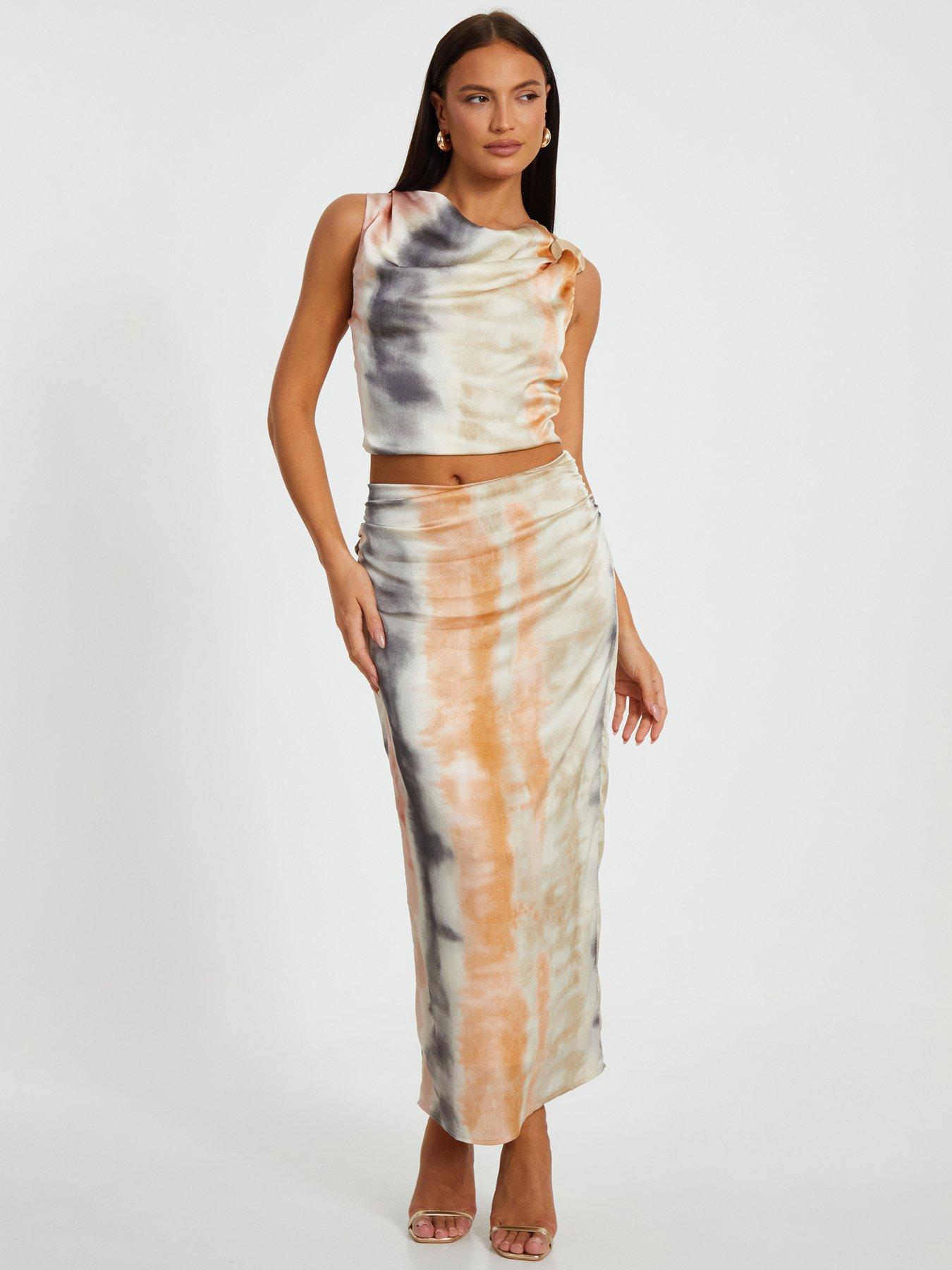 quiz-satin-marble-print-crop-top