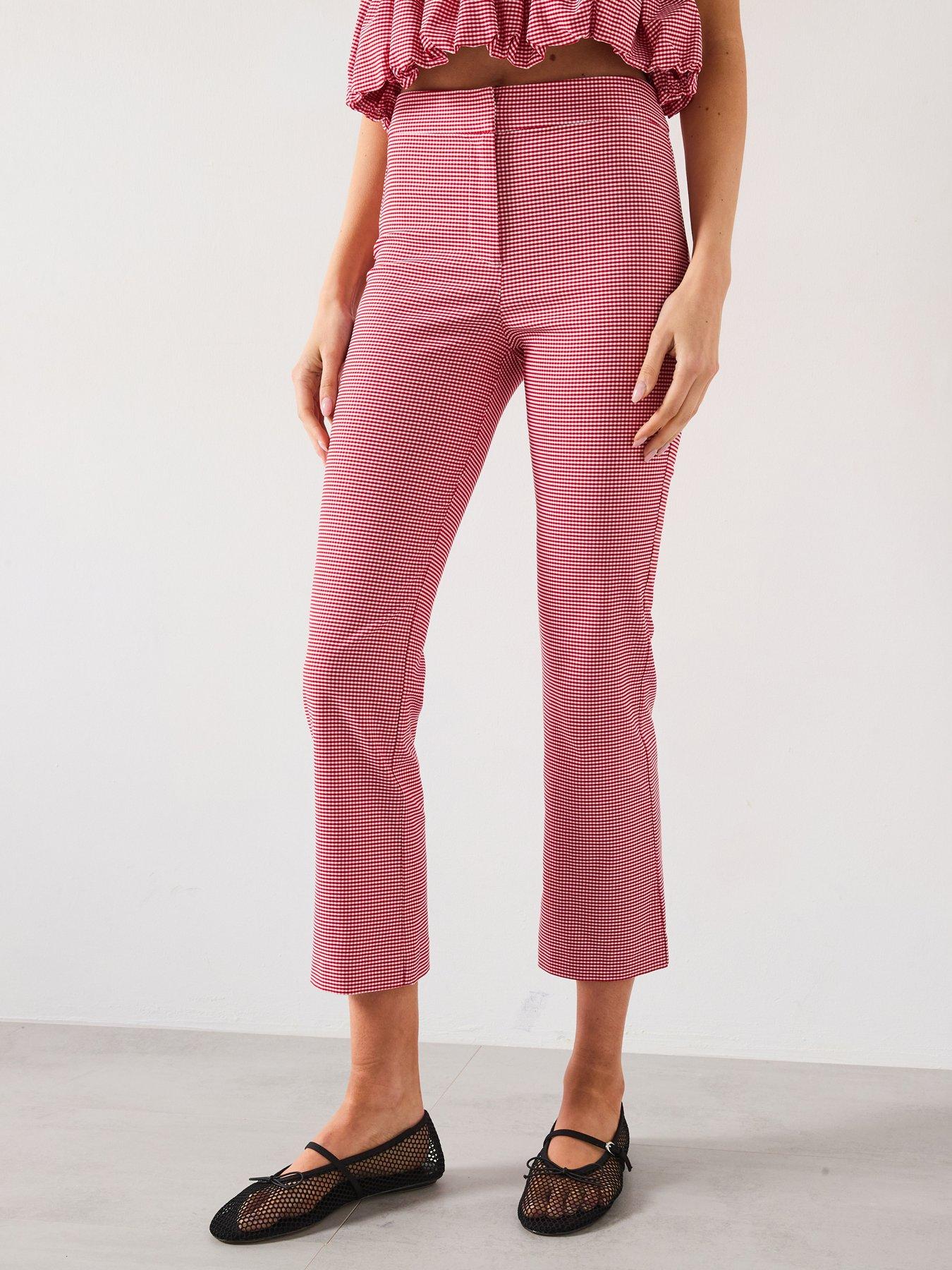 undefined Gingham Cropped Pants - Red