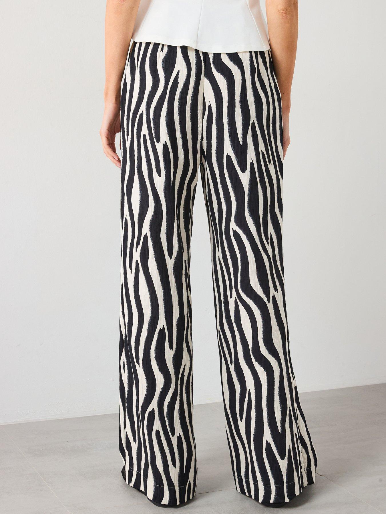 stillFront image of mango-zebra-print-straight-fit-trousers-black