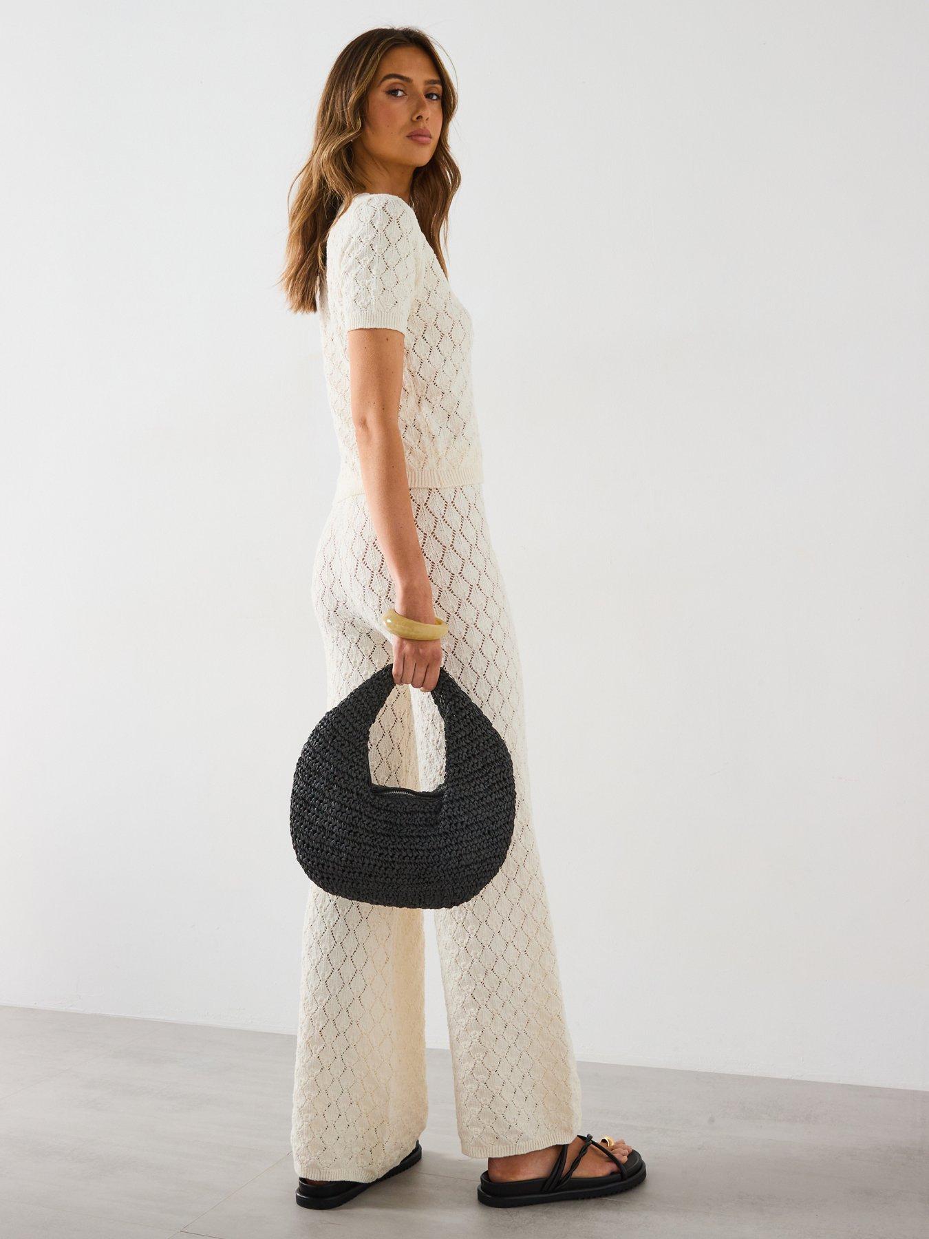  image of mango-short-sleeved-openwork-knitted-cardigan-cream