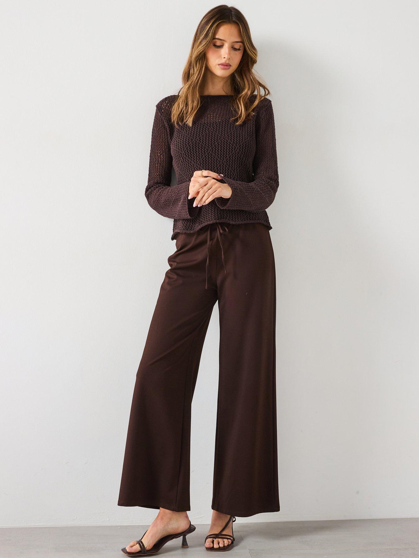  image of mango-openwork-knitted-cotton-sweater-brown
