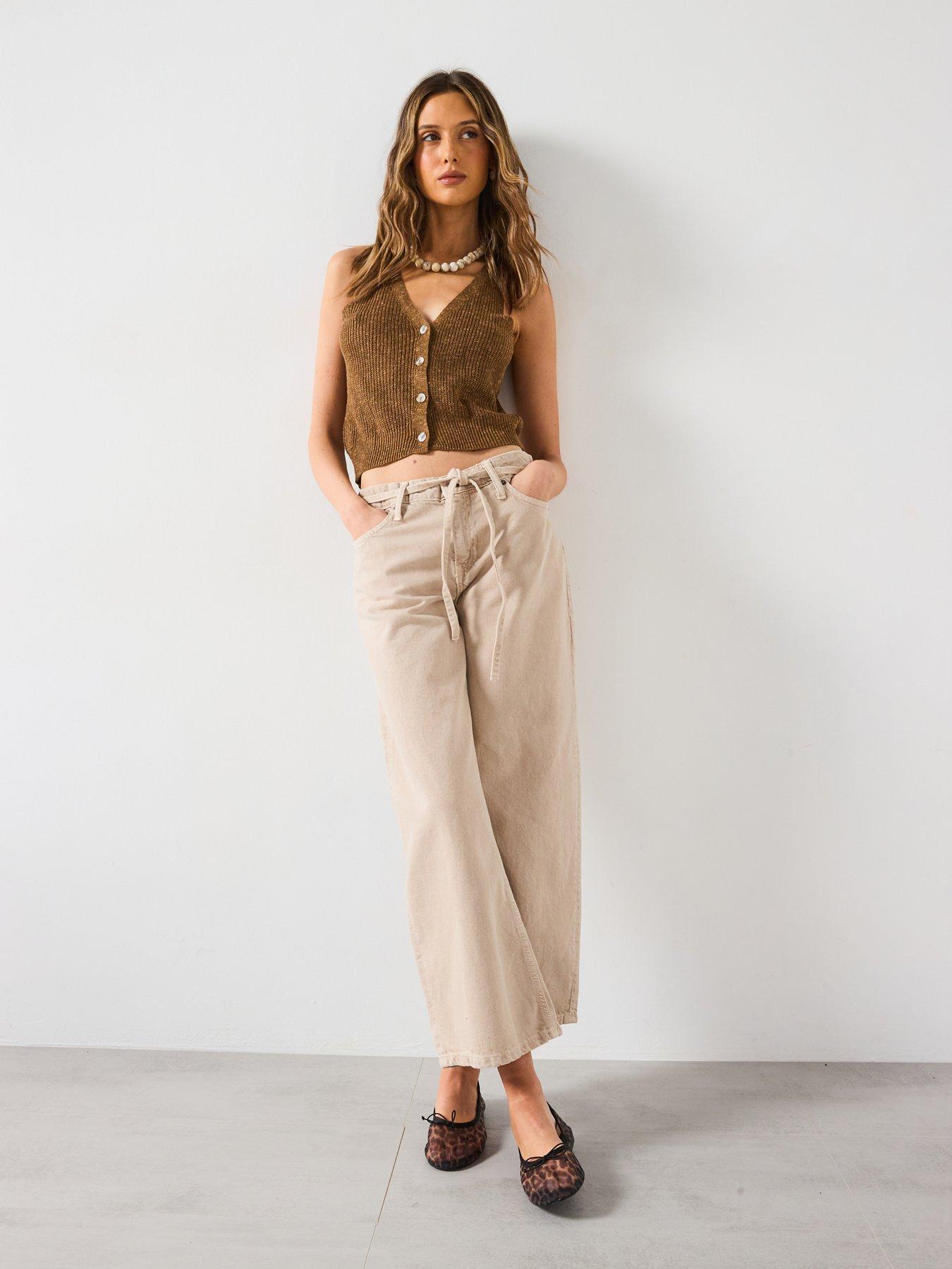 Image 3 of 6 of Mango Balloon Jeans With Belt - Beige