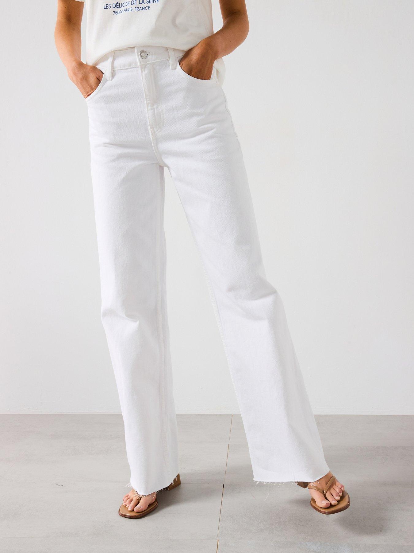 front image of mango-danila-wide-leg-high-rise-jeans-white