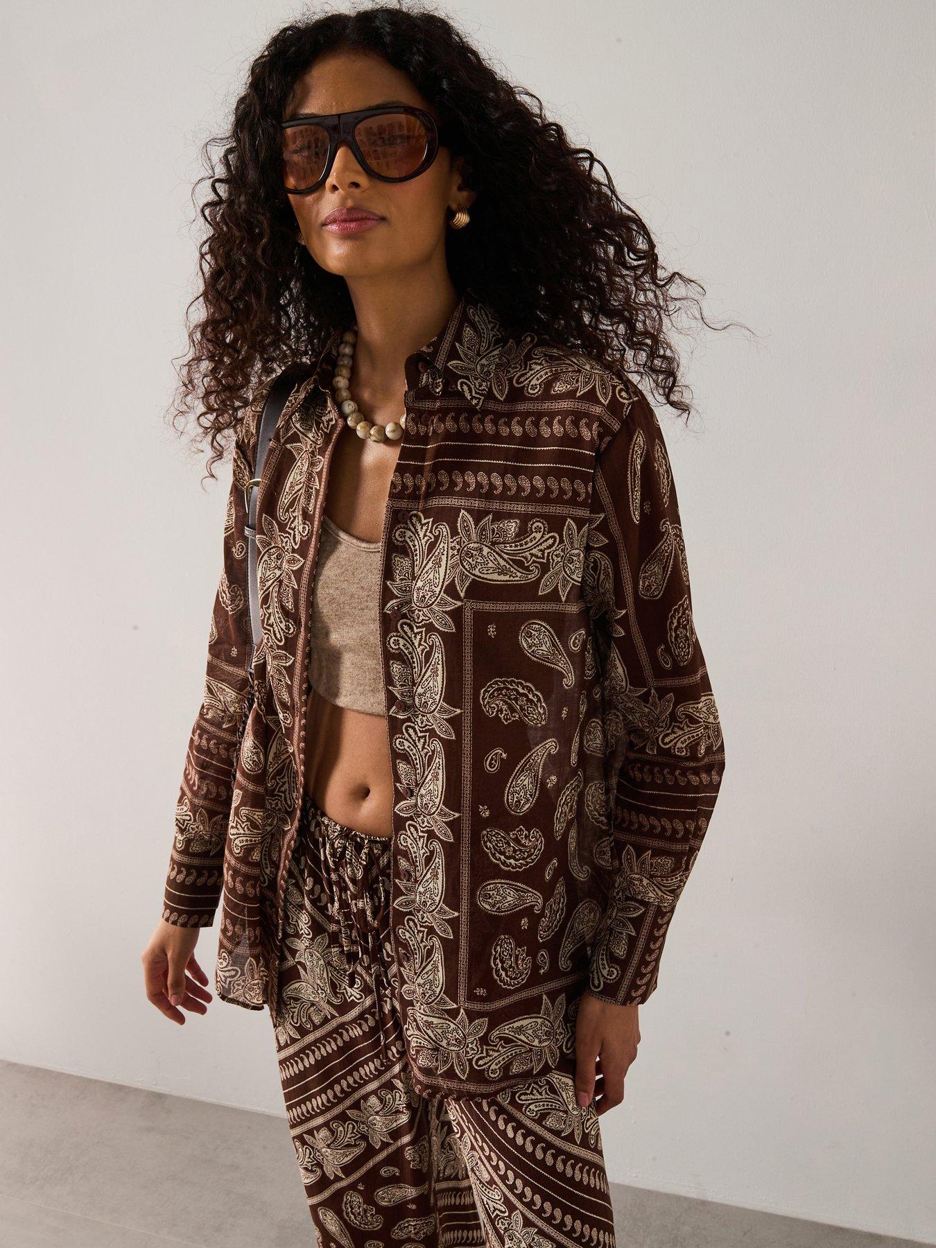 undefined Regular Paisley Shirt - Brown
