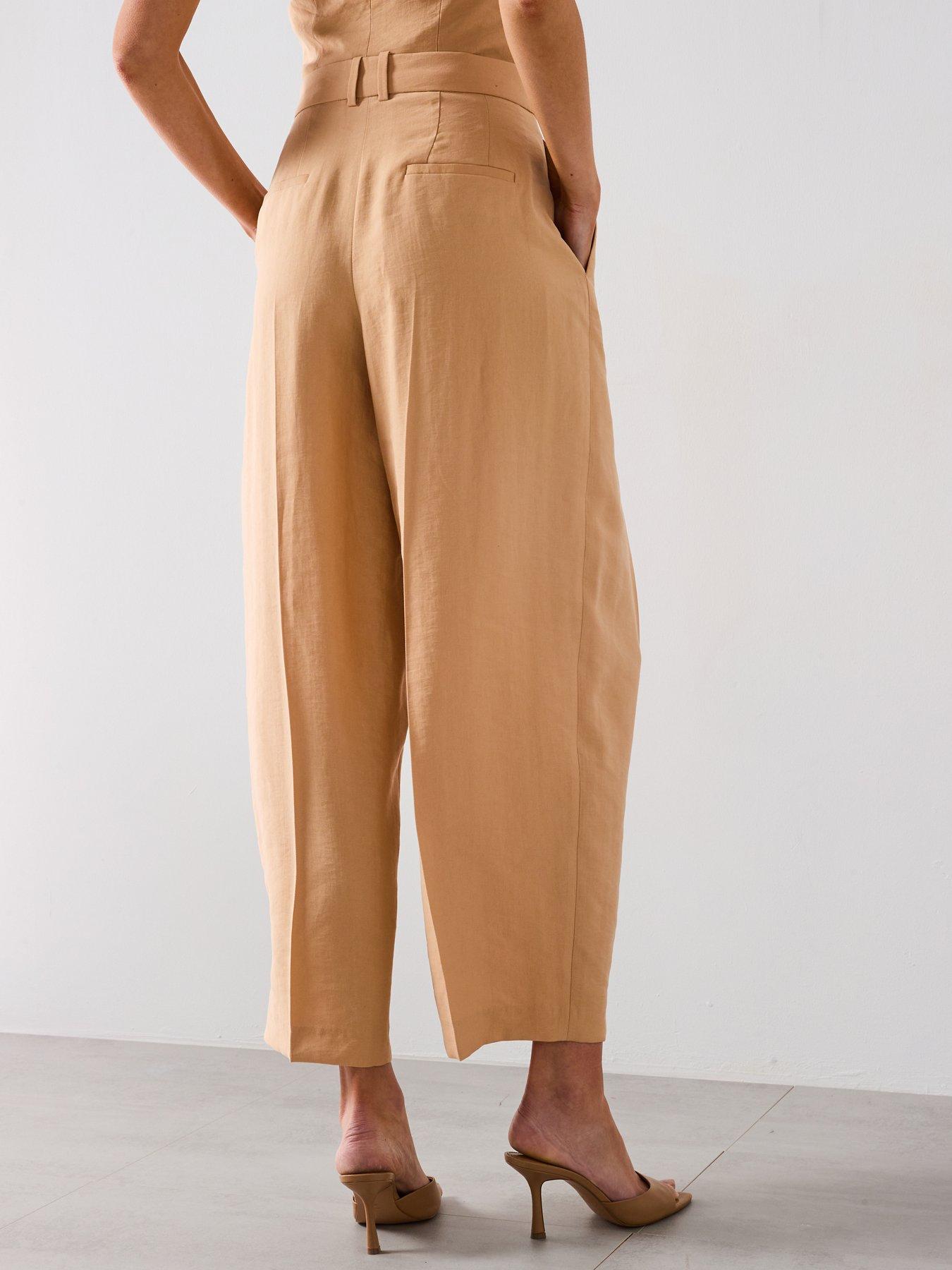 stillFront image of mango-straight-lyocell-trousers-with-pleats-cream
