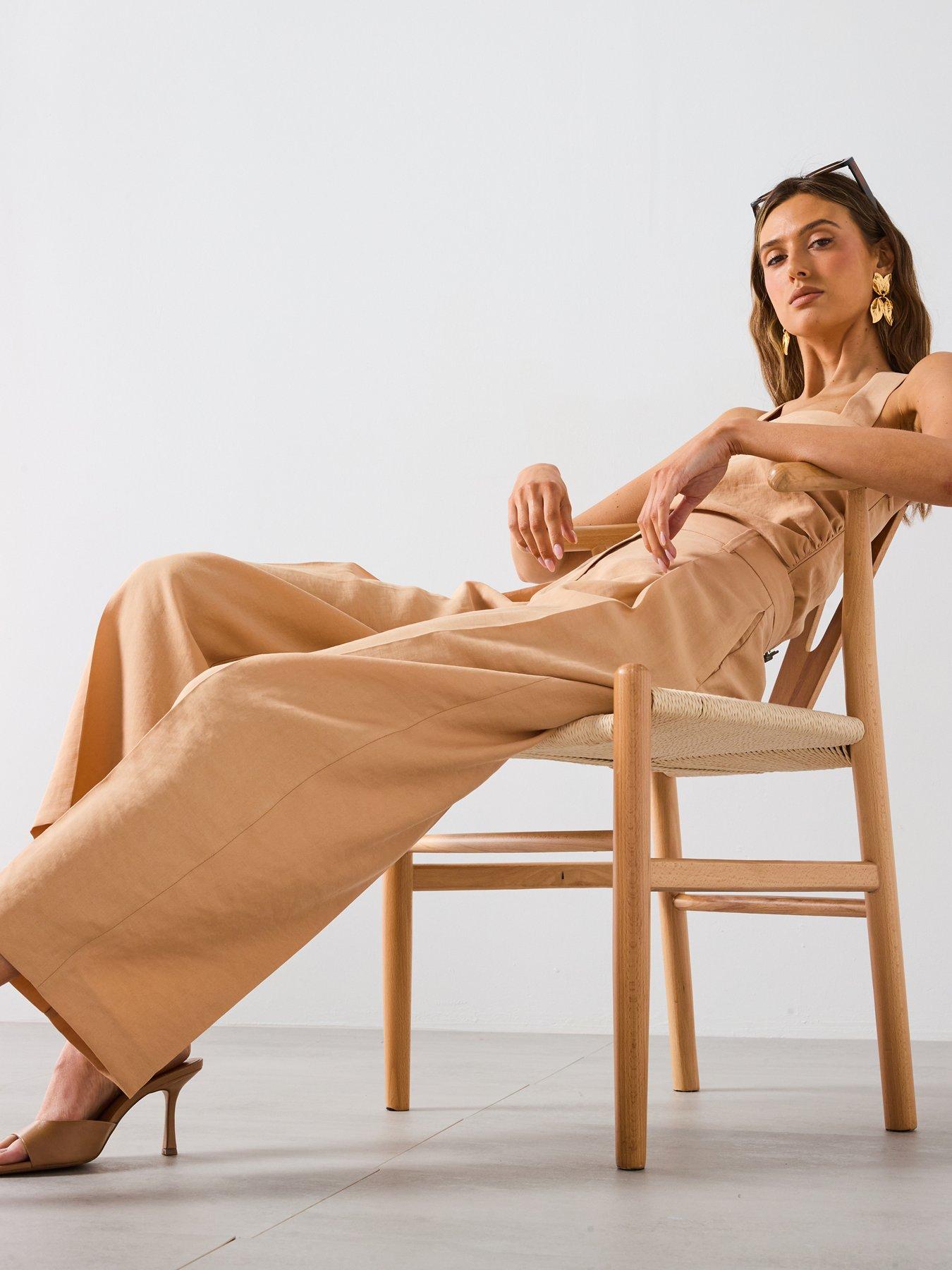  image of mango-straight-lyocell-trousers-with-pleats-cream