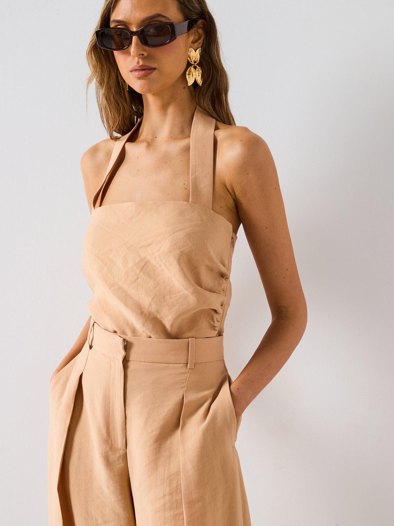  image of mango-straight-lyocell-trousers-with-pleats-cream