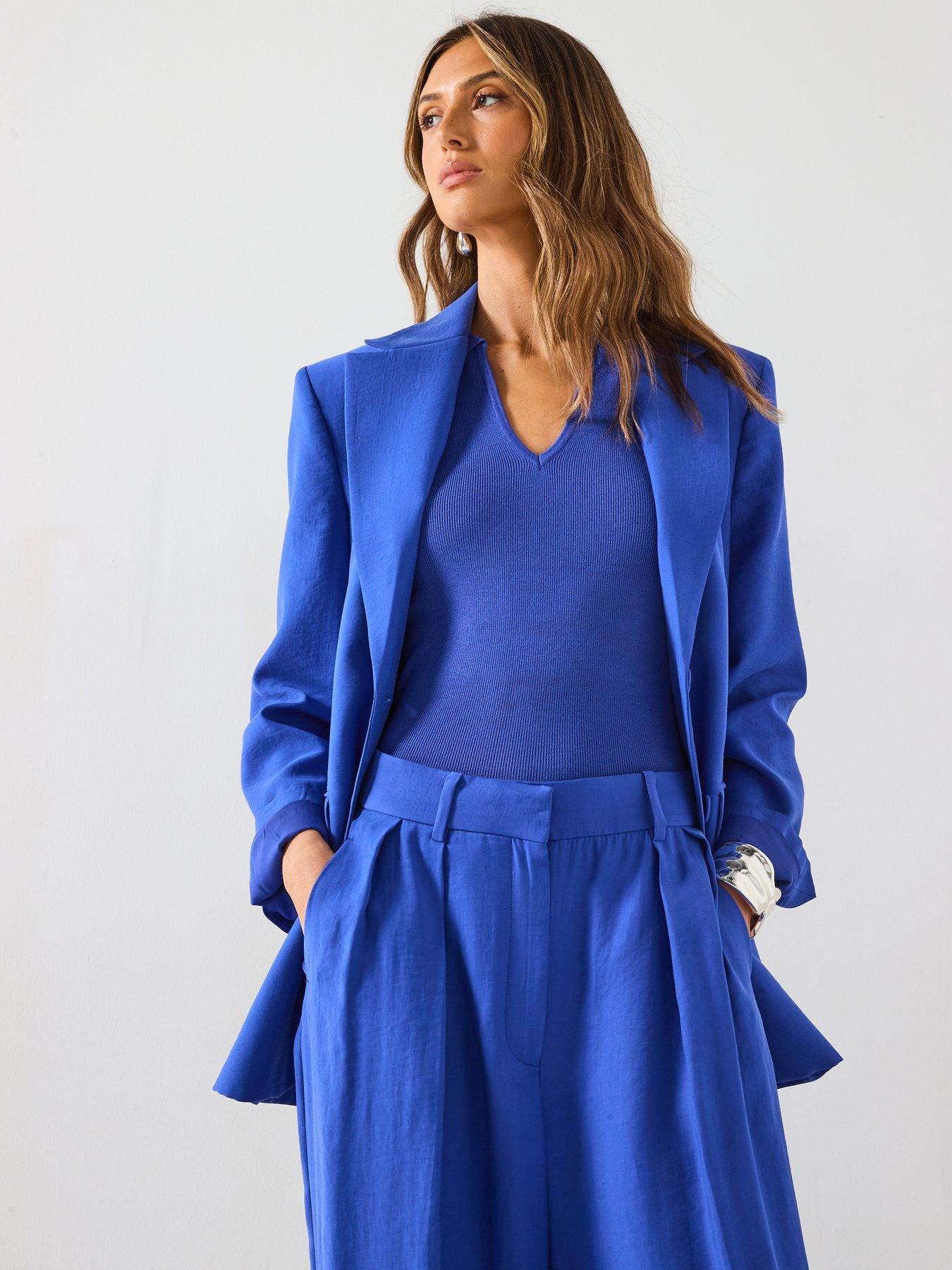 Mango Structured Suit Jacket - Blue