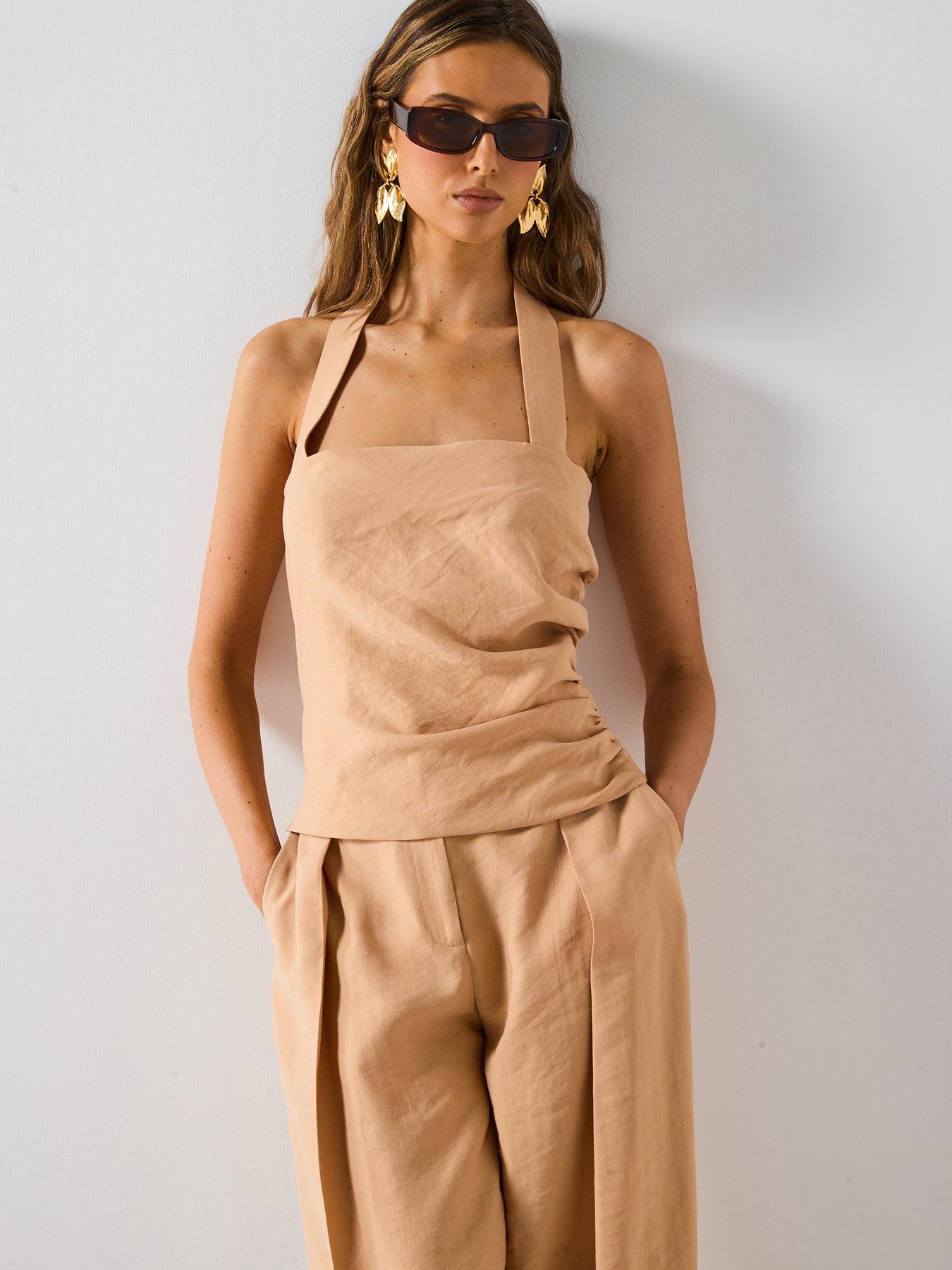 Mango Lyocell Top With Gathered Detail - Cream