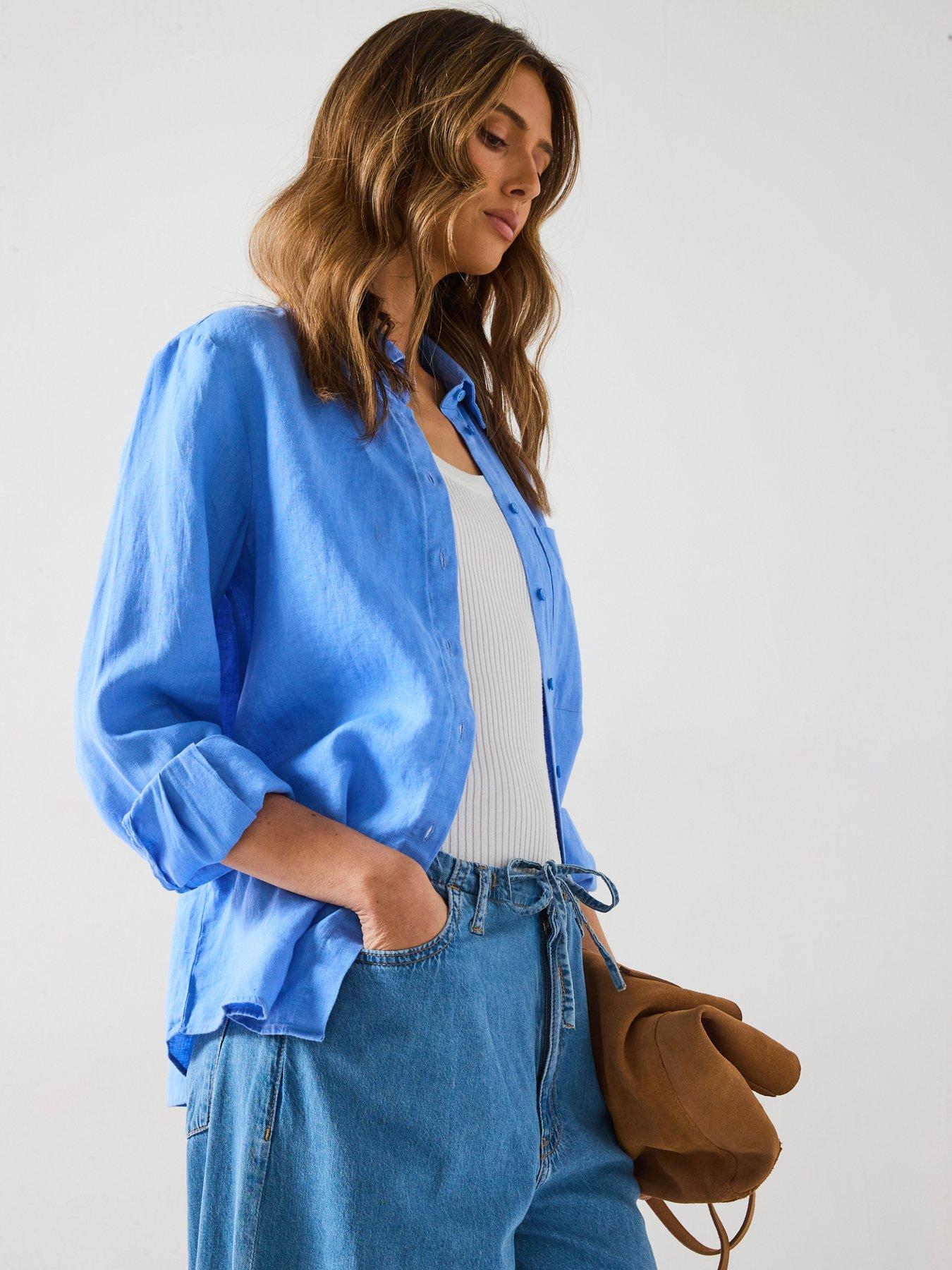  image of mango-wide-leg-denim-trousers-with-belt-blue