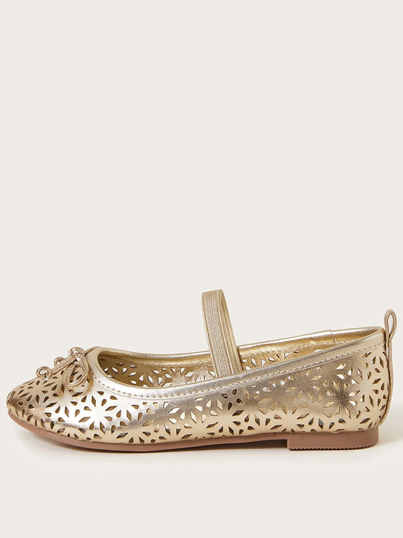  image of monsoon-girls-cutwork-metallic-ballet-flat-pumps-gold