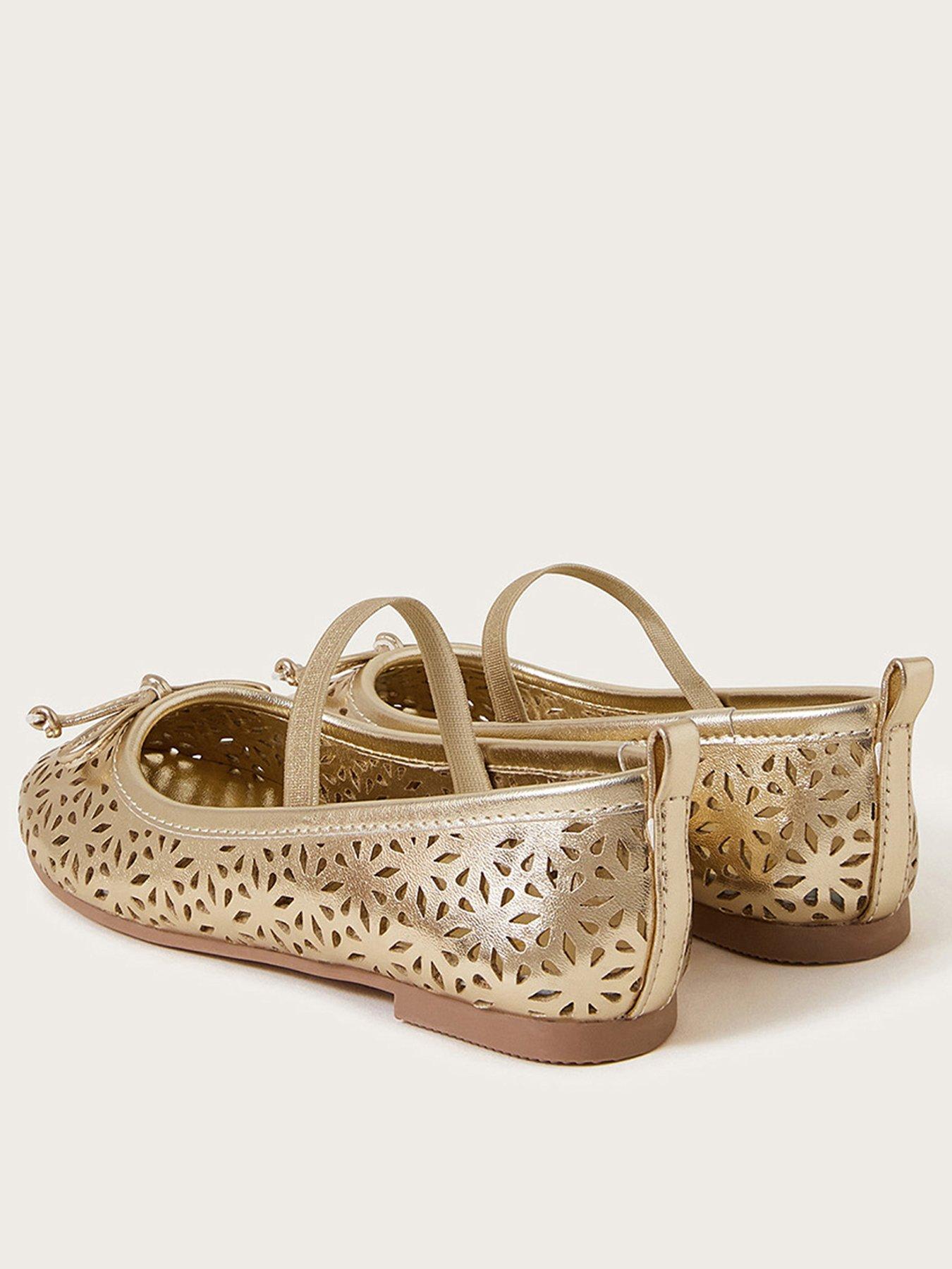  image of monsoon-girls-cutwork-metallic-ballet-flat-pumps-gold