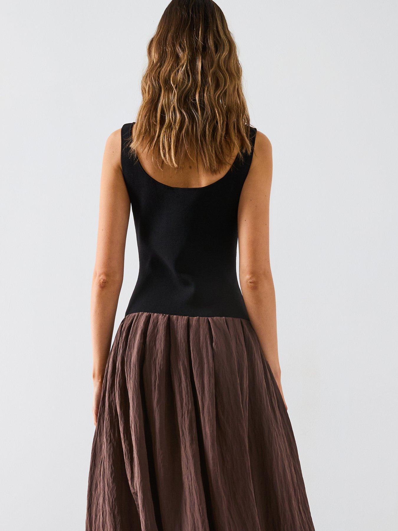  image of mango-a-line-dress-brown