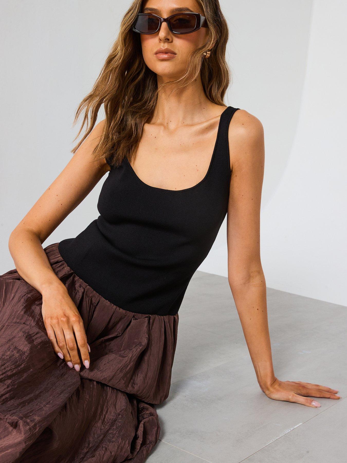  image of mango-a-line-dress-brown