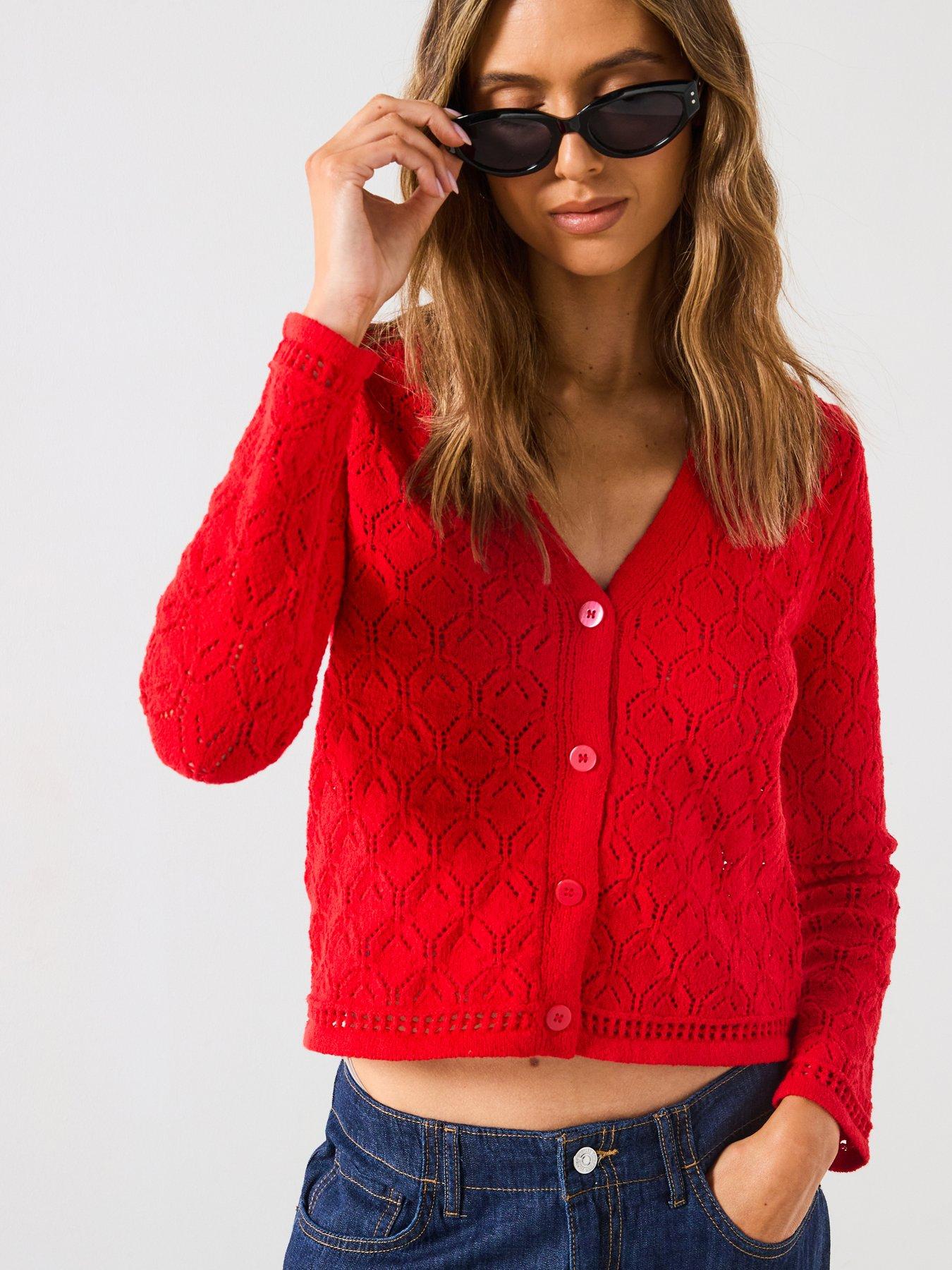 mango-pattern-knit-detailed-cardigan-red