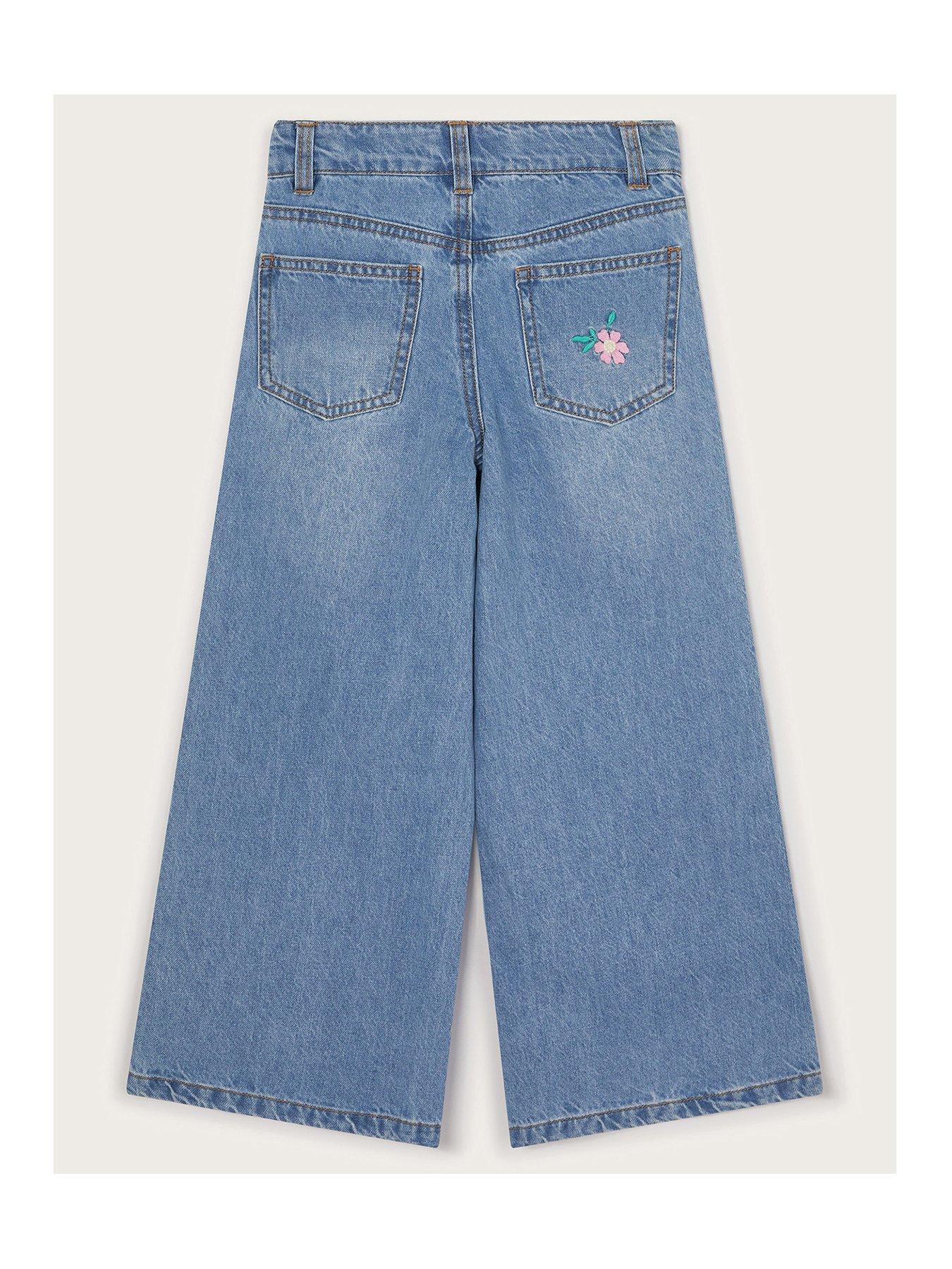  image of monsoon-girls-dove-applique-denim-jeans-blue