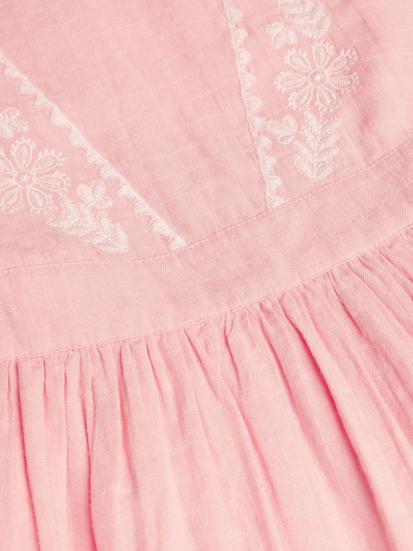 image of monsoon-girls-floral-embroidered-short-sleeve-dress-pink