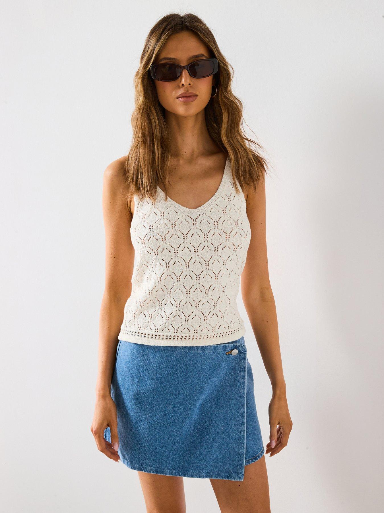 undefined Openwork Details Knit Top - Cream