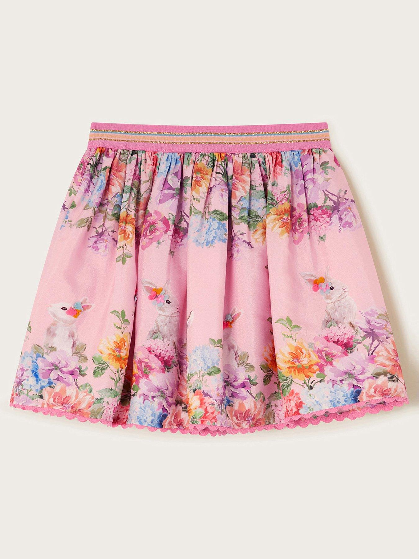  image of monsoon-girls-floral-bunny-skirt-pink