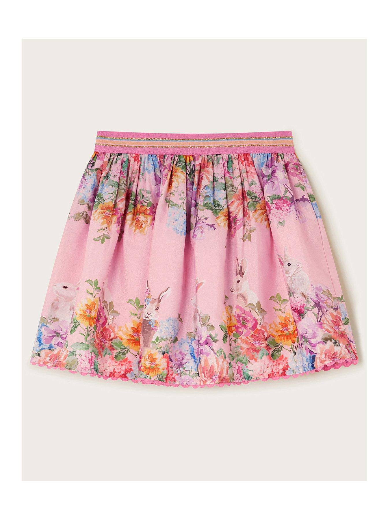  image of monsoon-girls-floral-bunny-skirt-pink
