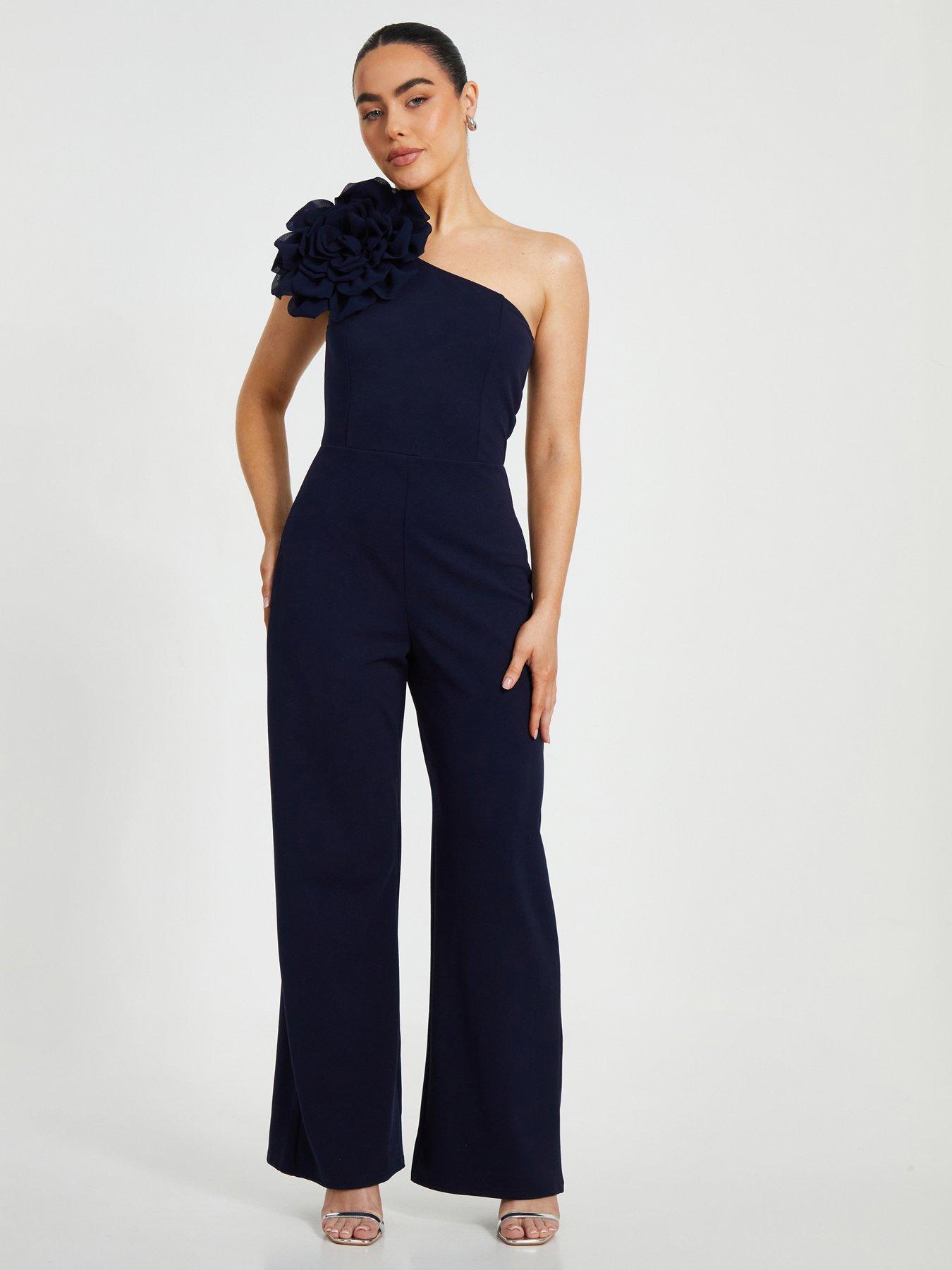 quiz-petite-navy-one-shoulder-floral-jumpsuit