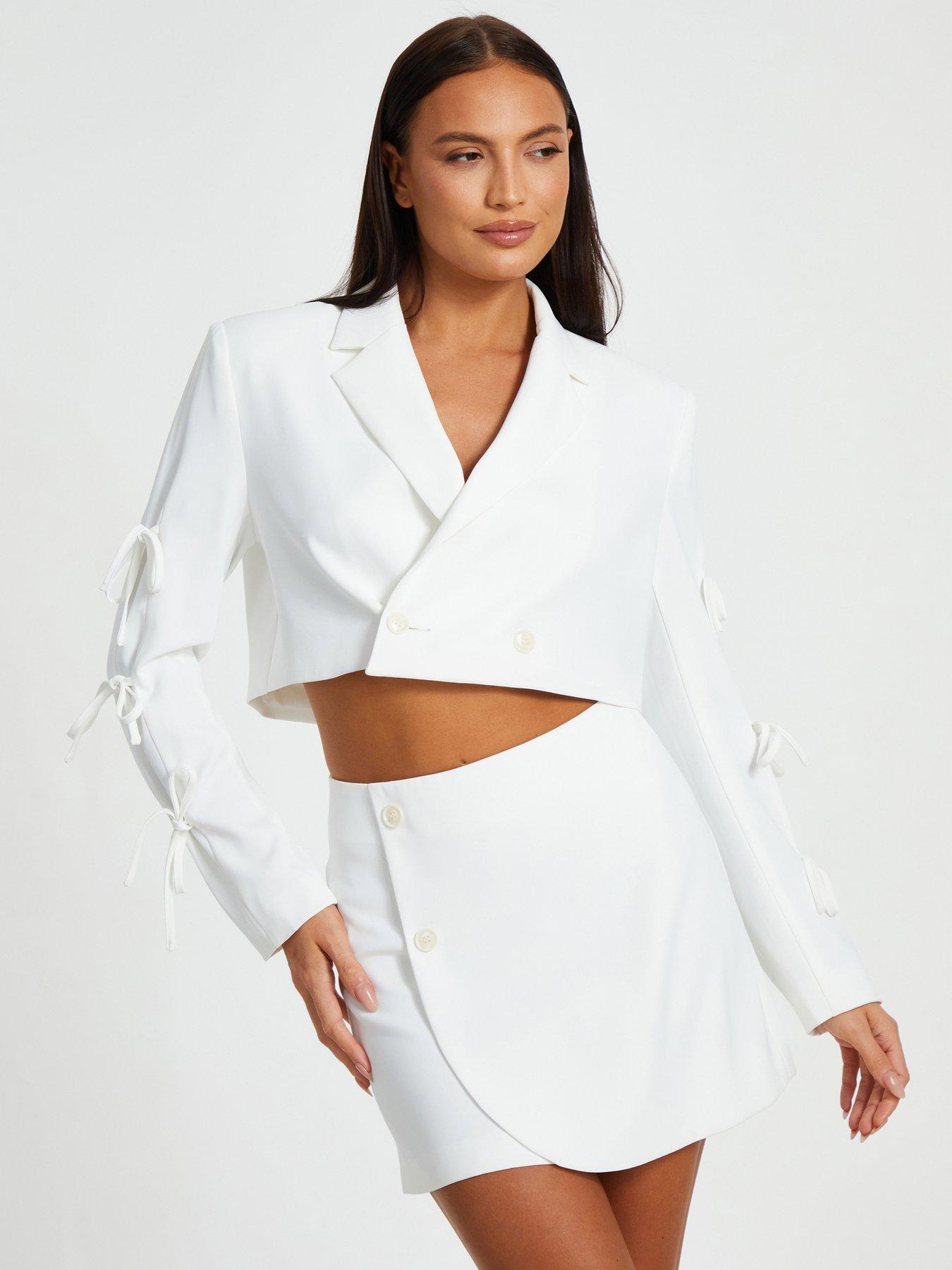 quiz-cream-tie-sleeve-cropped-blazer