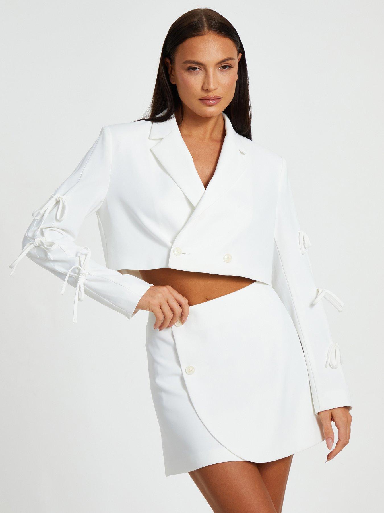 quiz-cream-asymmetric-mini-skirt