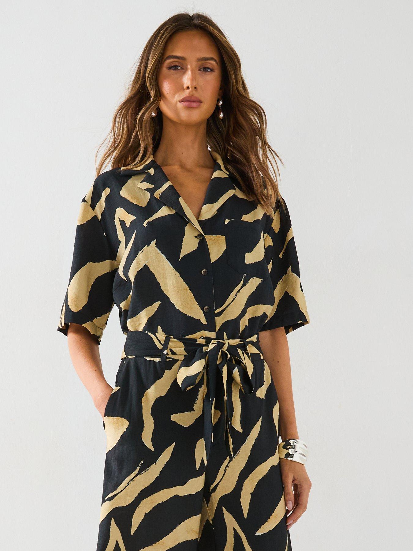  image of mango-printed-straight-fit-trousers-with-belt-black