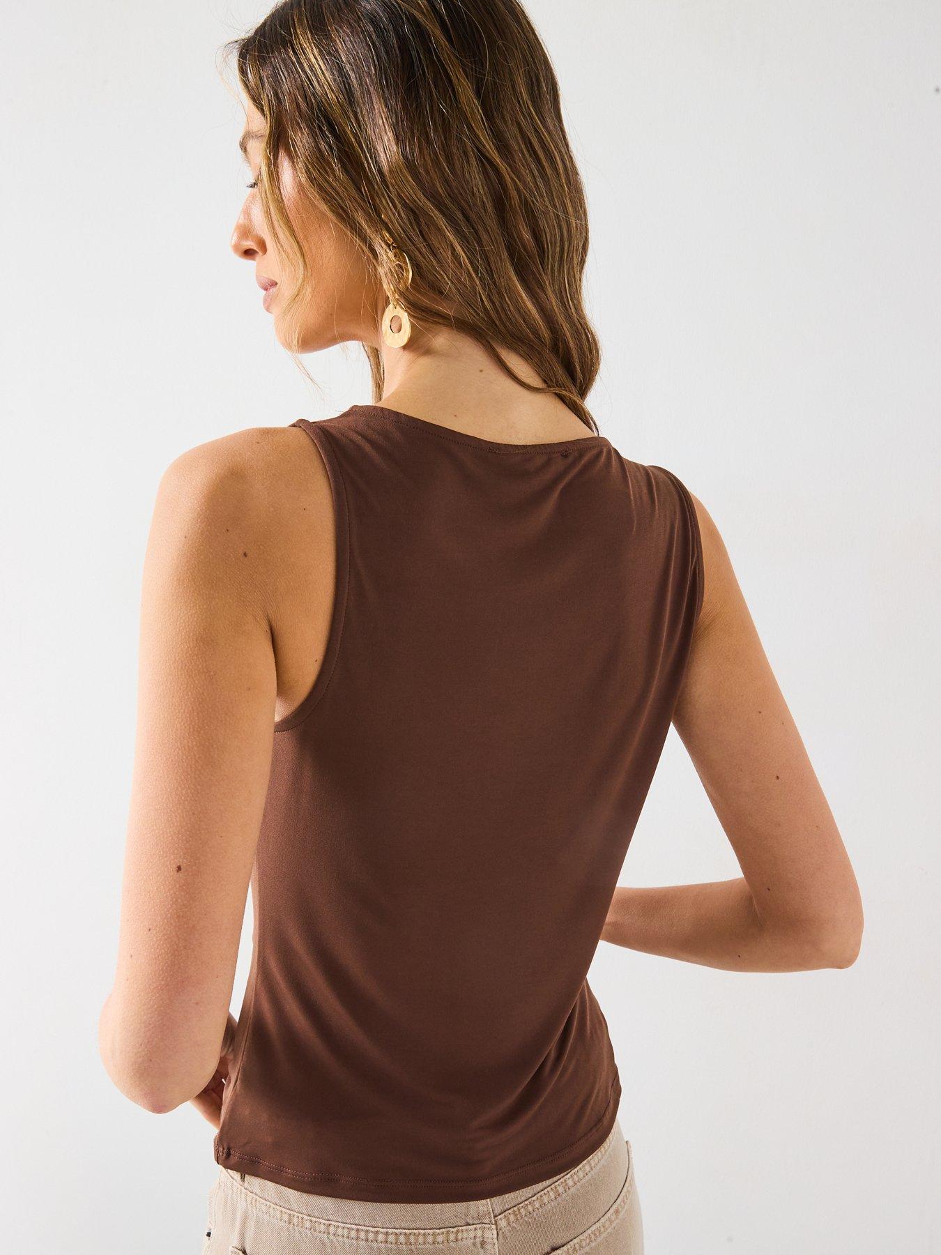  image of mango-fitted-top-with-metallic-detail-brown