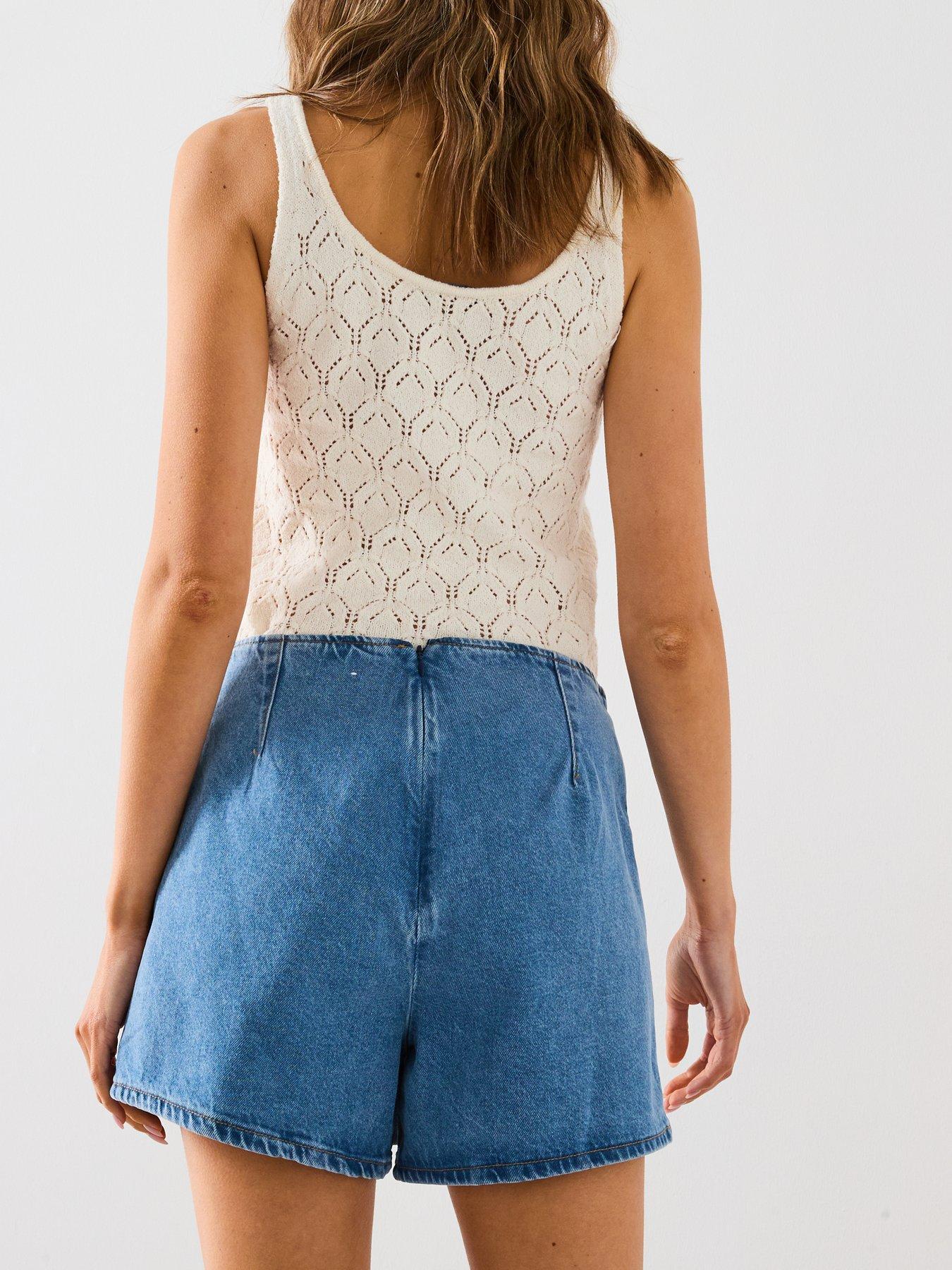  image of mango-light-denim-skort-blue