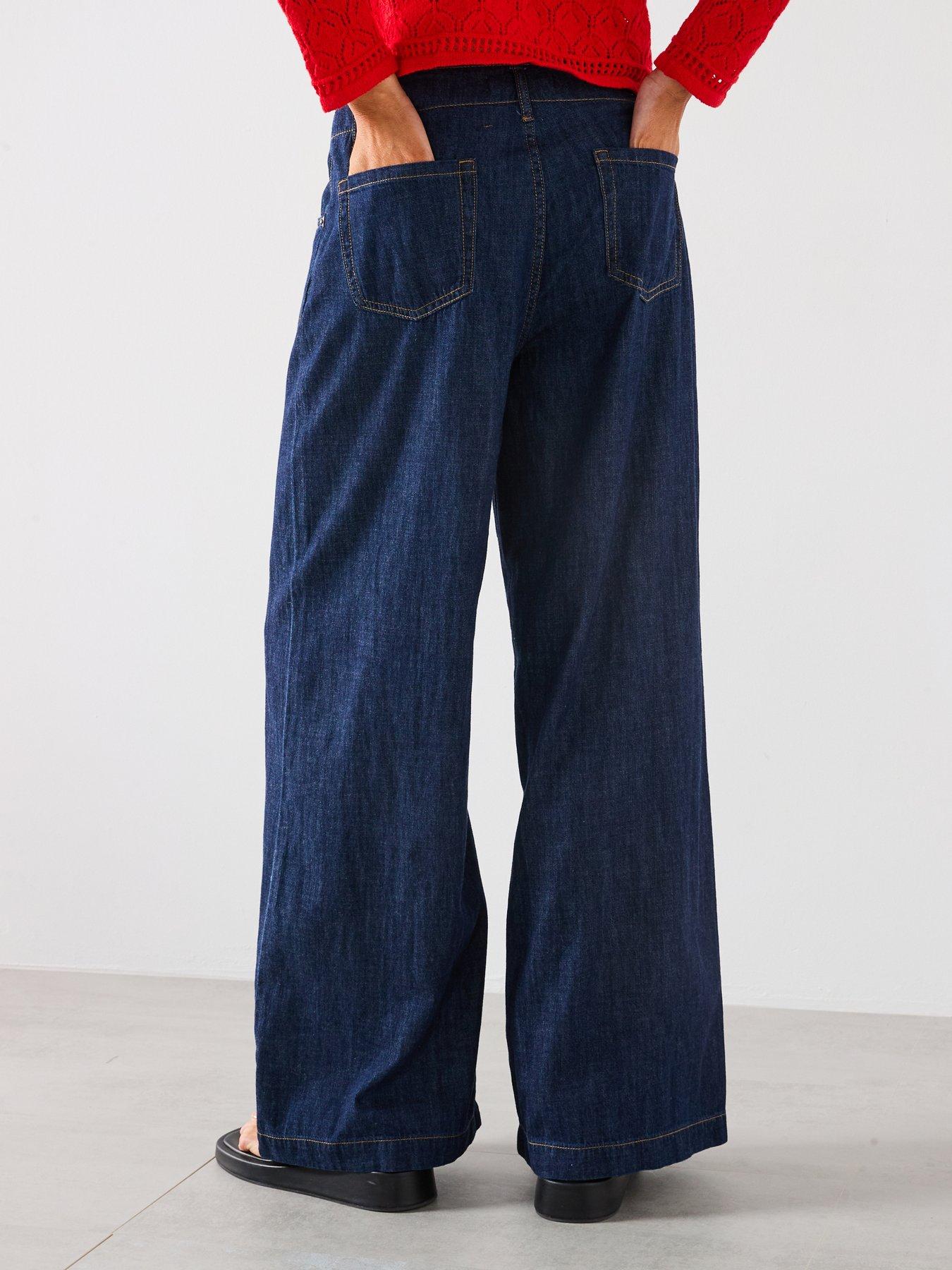 stillFront image of mango-wide-leg-mid-rise-jeans-blue