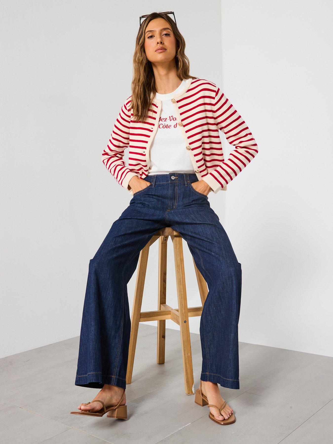  image of mango-wide-leg-mid-rise-jeans-blue