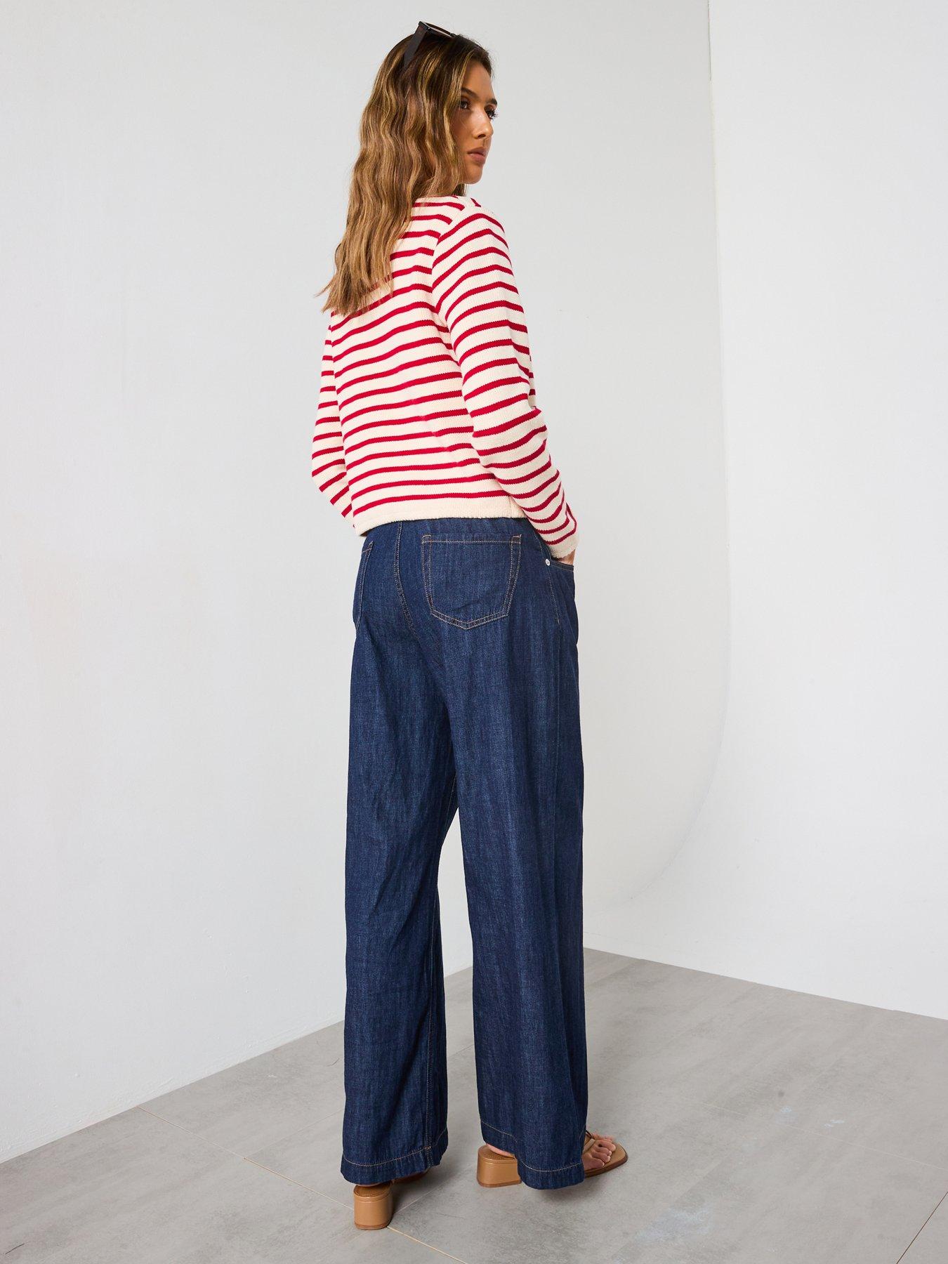  image of mango-wide-leg-mid-rise-jeans-blue