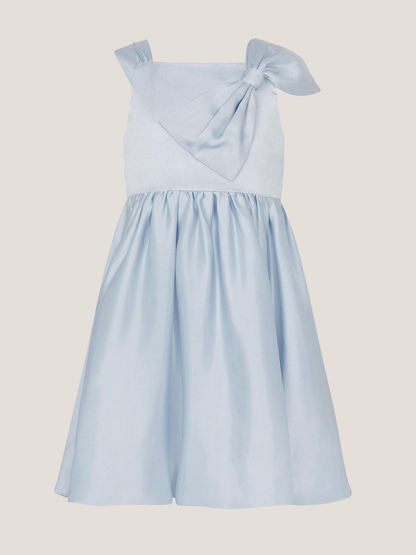  image of monsoon-girls-freya-bow-strap-satin-party-dress-light-blue