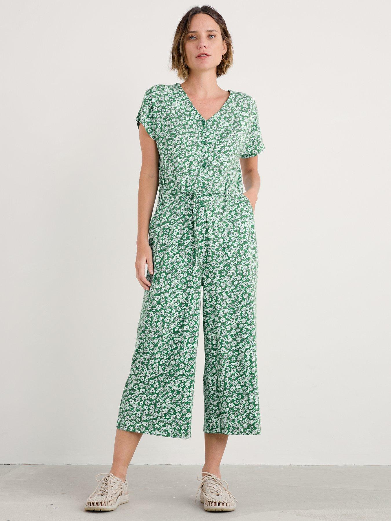 Seasalt Cornwall Rose Trellis Jumpsuit - Green