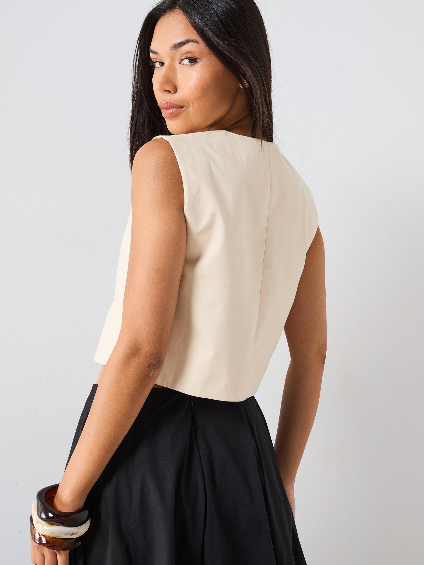  image of mango-cotton-crop-top-with-buttons-cream