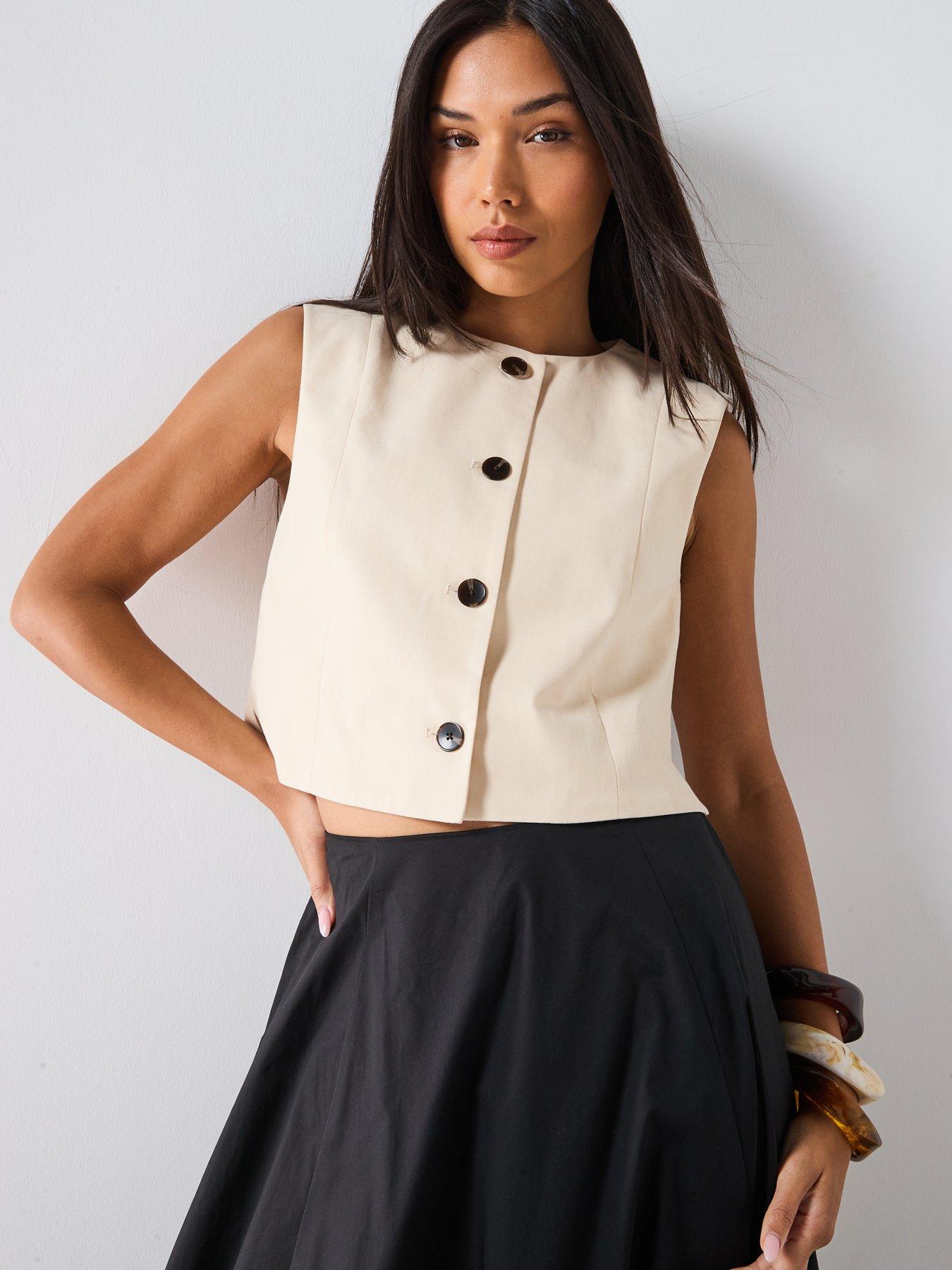  image of mango-cotton-crop-top-with-buttons-cream