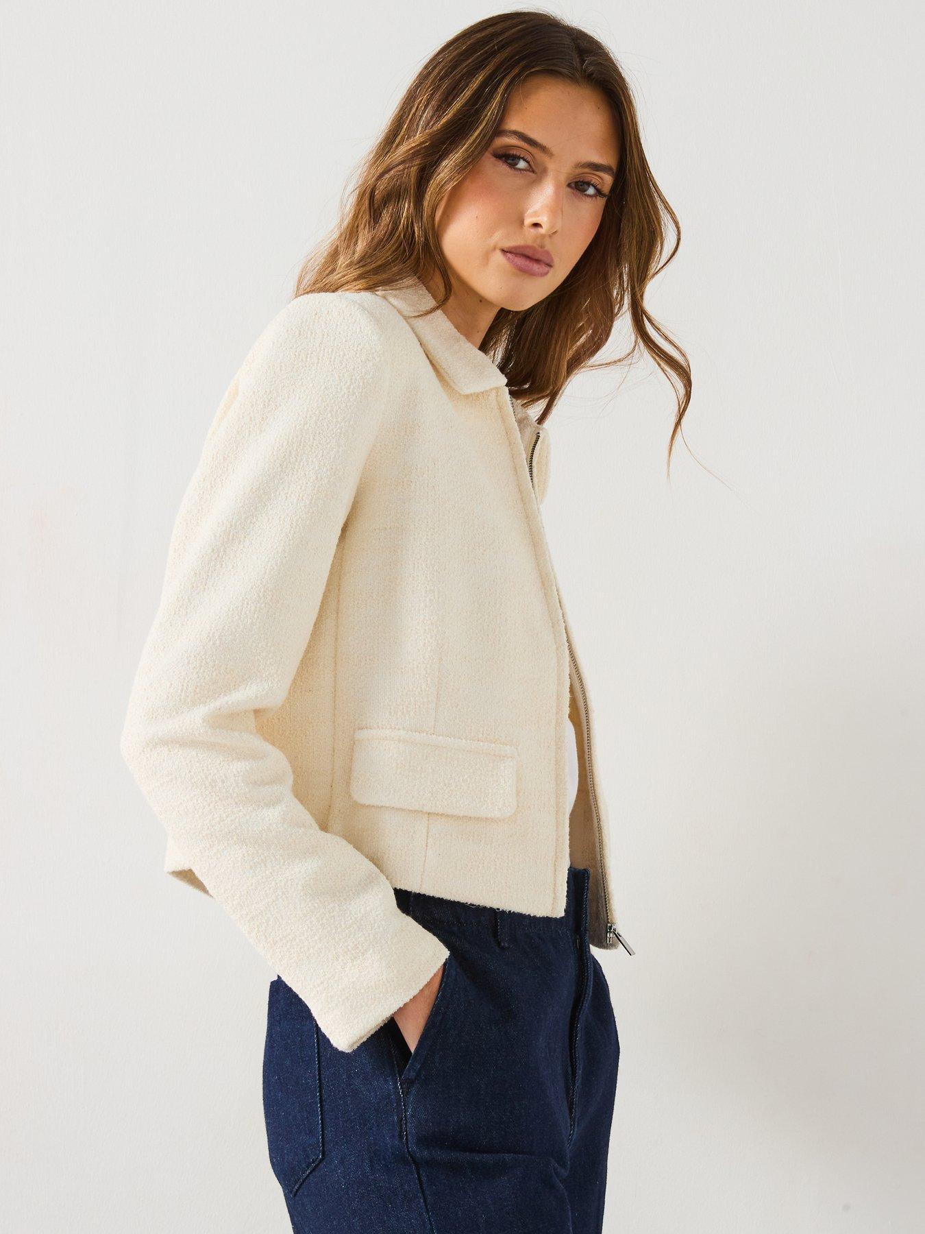  image of mango-cotton-blend-jacket-with-lapel-cream