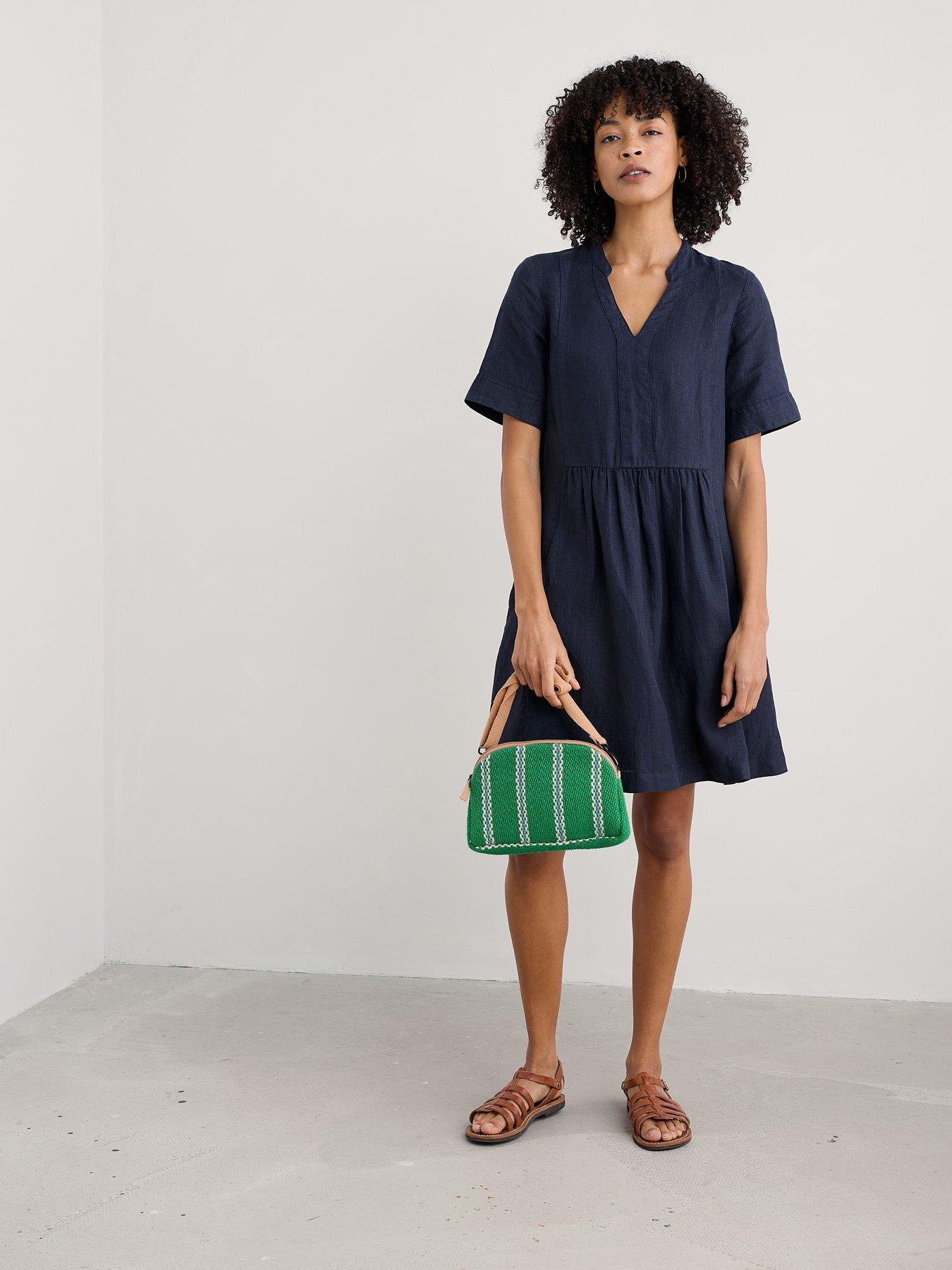 Image 3 of 5 of Seasalt Cornwall Draw Kiln Linen Dress - Navy